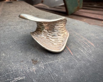 Heavy Sterling Silver Sculptural Ring Approx Size 7.5, Modernist Brutalist Jewelry Unisex