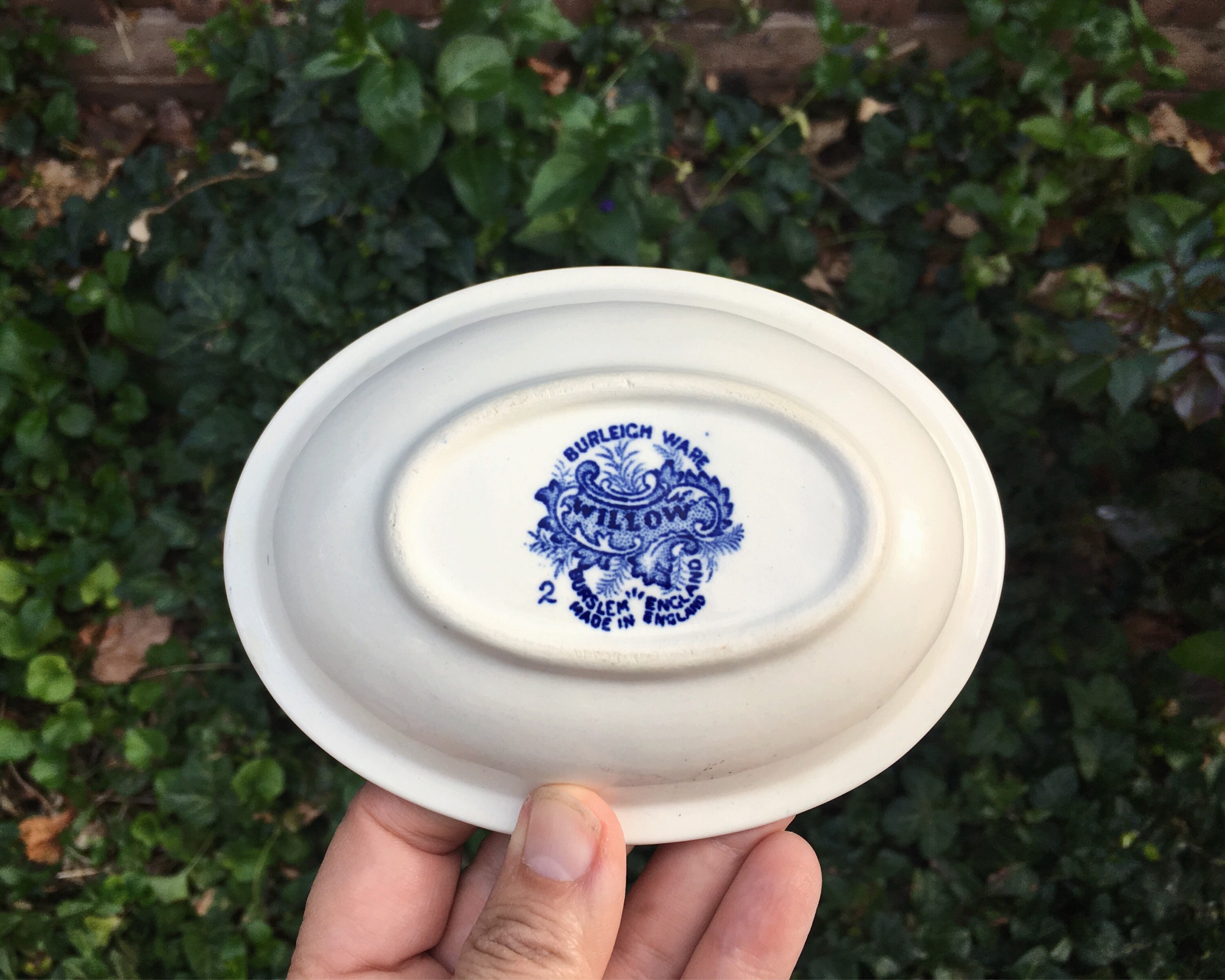 Made in England Blue Willow Soap Dish Gold Trim Burleigh Ware Blue and