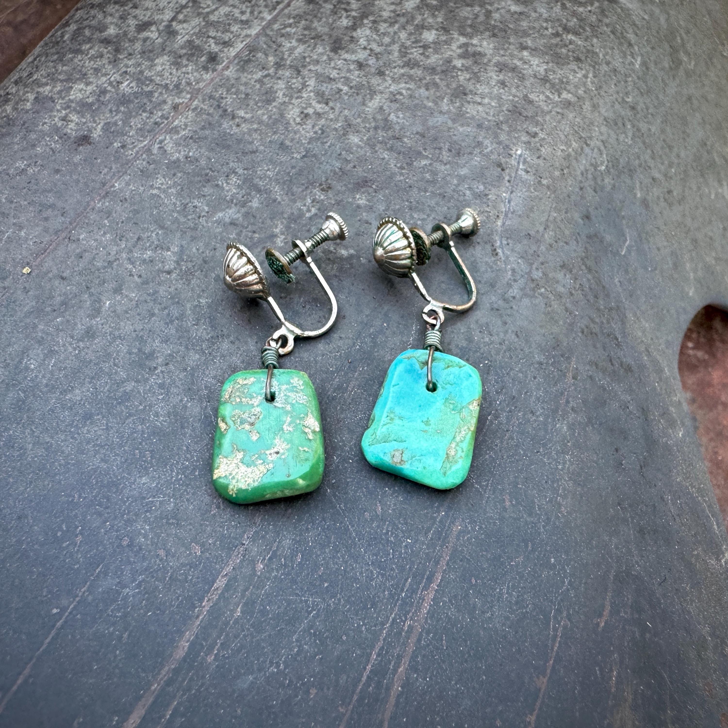 Slabs Of Turquoise!! Vintage Native American Navajo Sterling Silver Necklace Old Slabs Of Turquoise!! Vintage Native American Navajo Sterling Silver Necklace Old