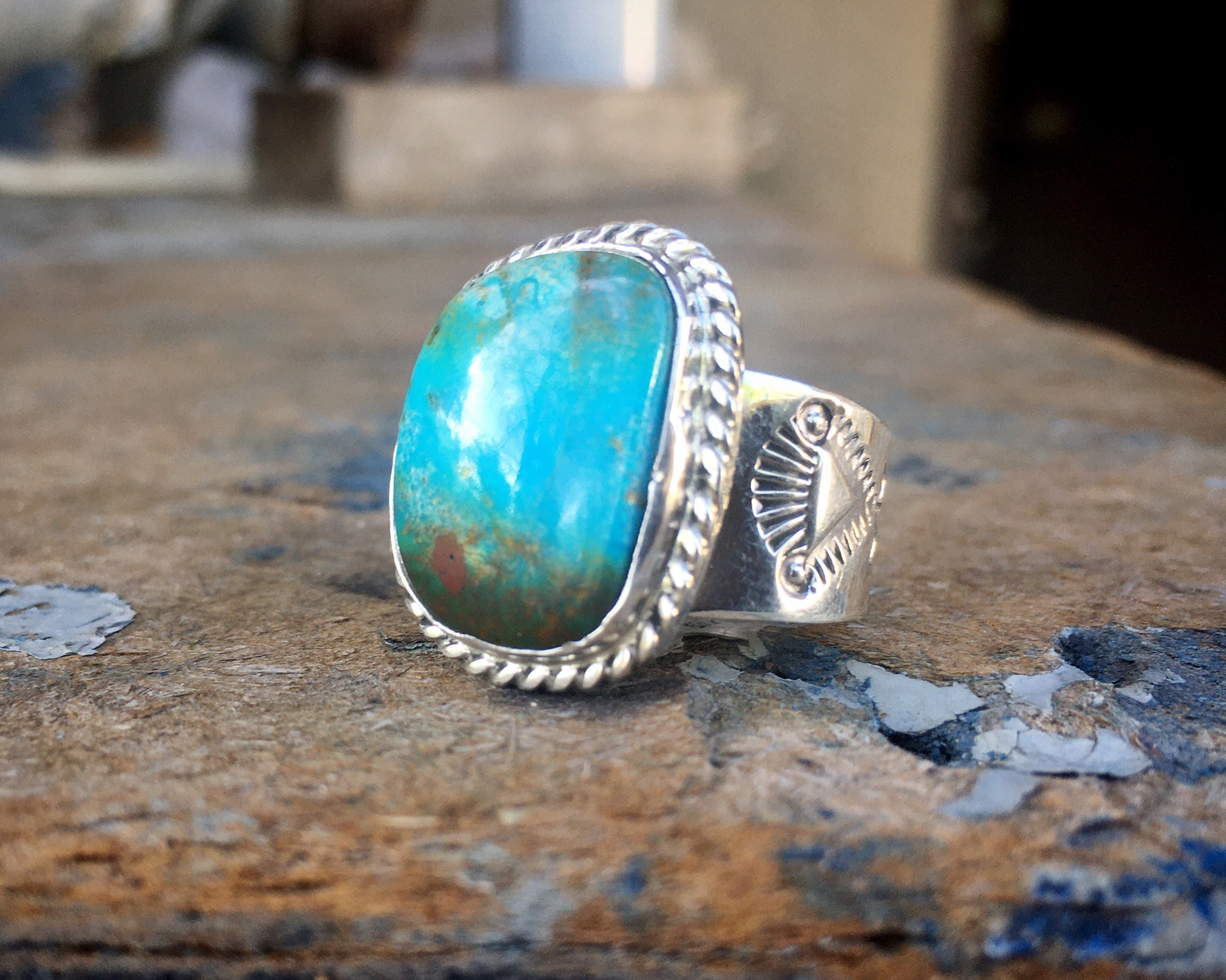 Simple Turquoise Ring for Women or Men Size 10.5, Navajo Made Native ...