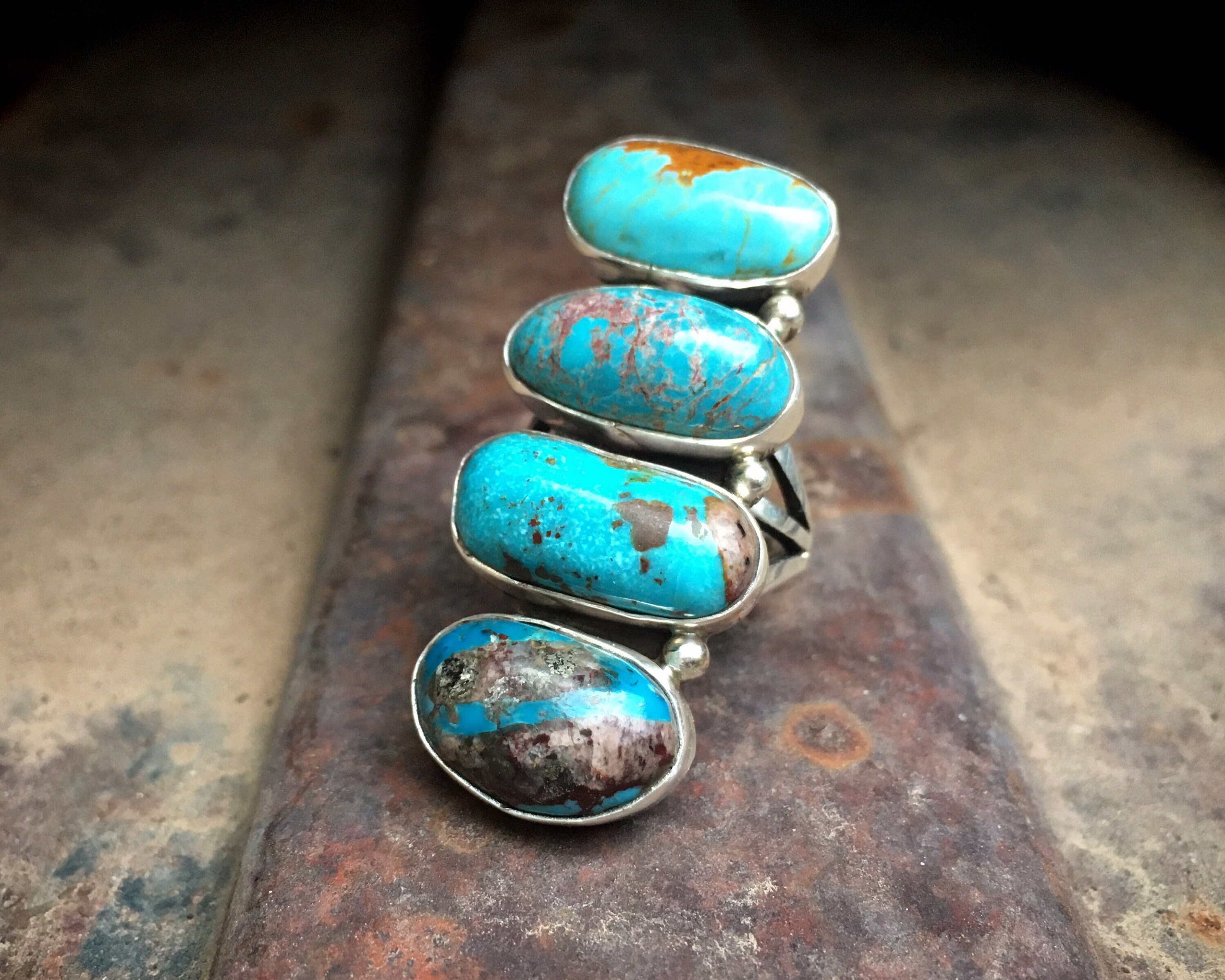 Big 17g Turquoise Ring Size 7.5 by Navajo Mary Jane Garcia
