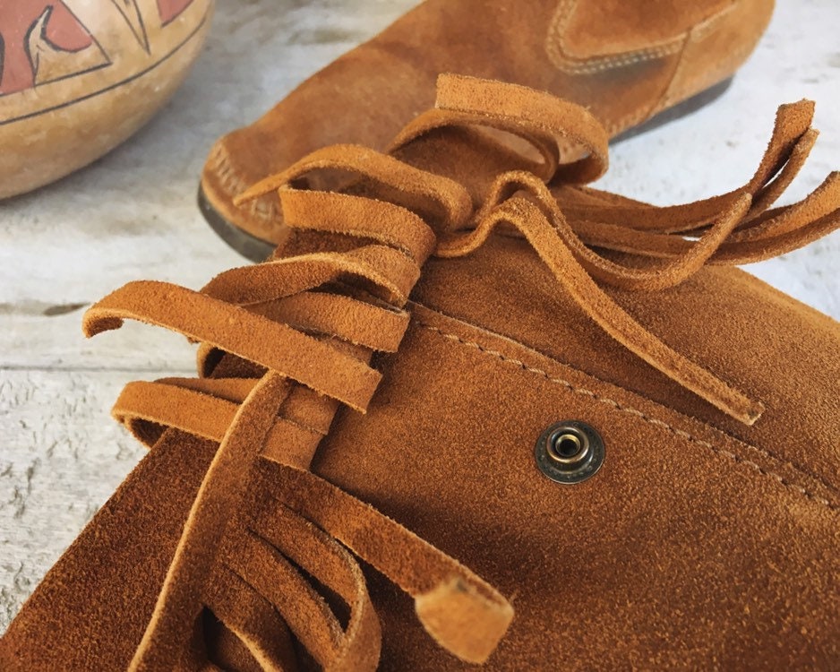 Vintage Tall Moccasin Boots Women's Size 9 (Run Small) Brown Suede ...