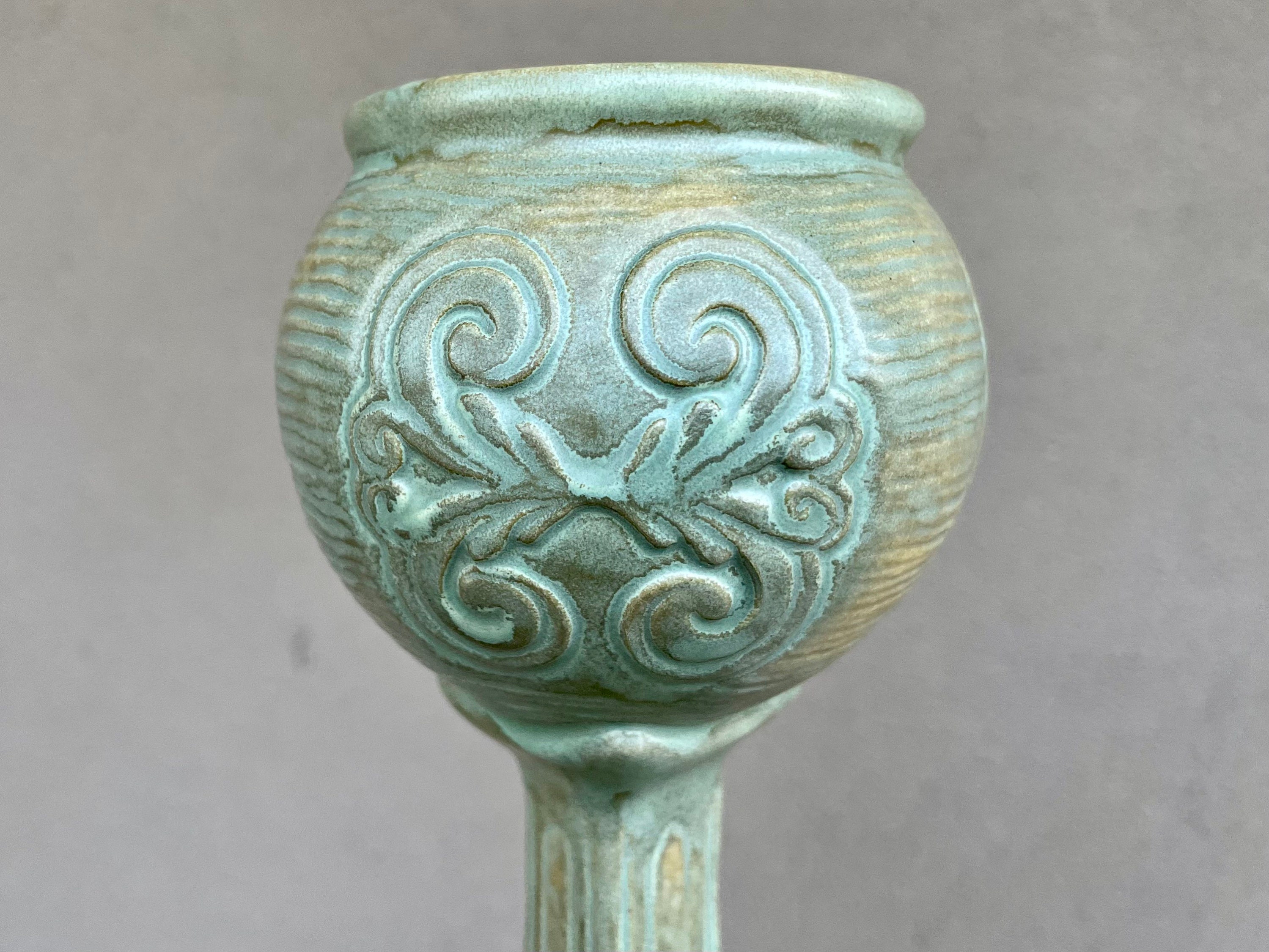 1974 Art Studio Pottery Chalice Vase by California Ceramichrome