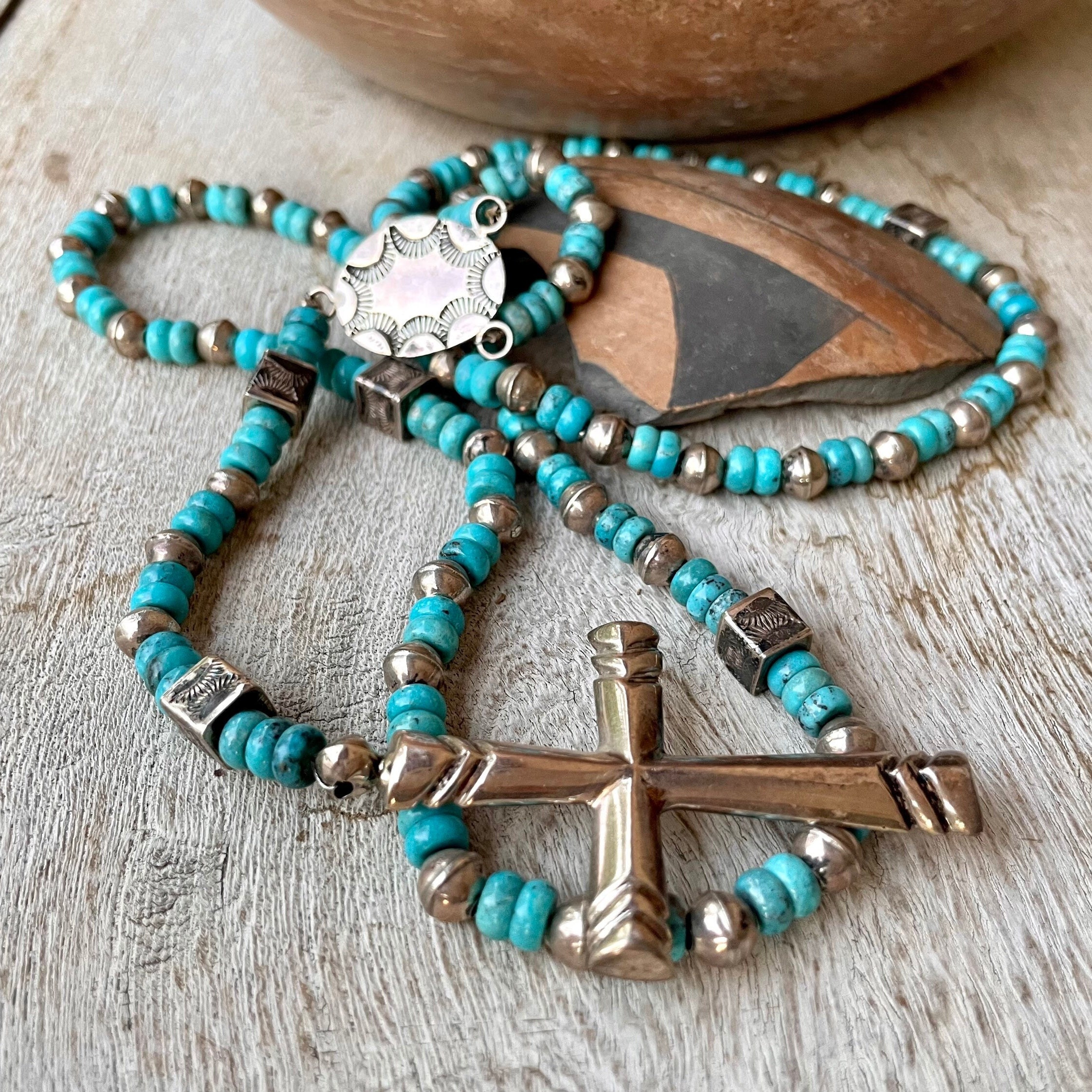 One Of The Best Ever Vintage Native American Navajo Turquoise Sterling Silver Rosary Catholic One Of The Best Ever Vintage Native American Navajo Turquoise Sterling Silver Rosary Catholic