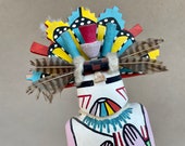 Hopi Maiden Kachina Cradle Doll with Tableta Headdress, Hand Painted Katsina Wood Carving, Native America Arts and Crafts Collectible