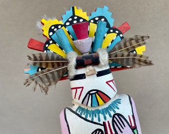 Hopi Maiden Kachina "Half" Doll with Tableta Headdress, Hand Painted Cradle Katsina Wood Carving