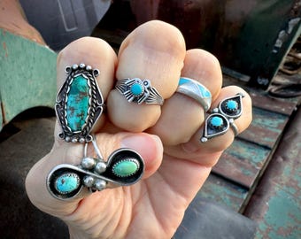 Dainty Vintage Turquoise Ring Boho Jewelry, Fred Harvey Era Jewelry Southwestern Native American