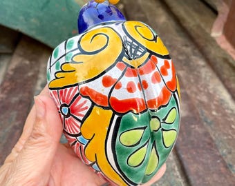 Vintage Talavera Pottery Snail Figurine Mexican Pottery Wall Art, Patio Porch Decoration Colorful