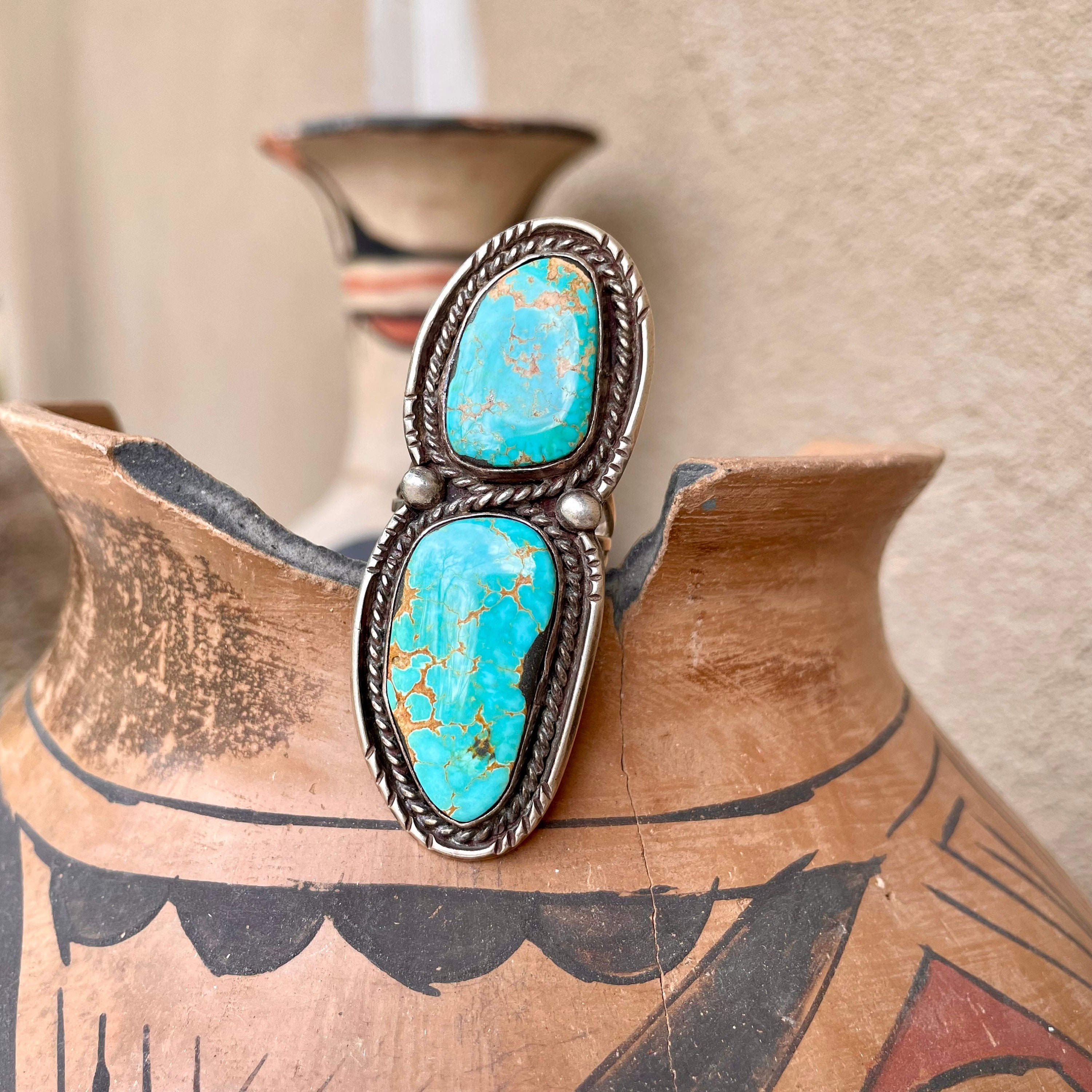 Impressive Vintage Native American Zuni 12 Blue Gem Turquoise Sterling Silver Large Ring Impressive Vintage Native American Zuni 12 Blue Gem Turquoise Sterling Silver Large Ring