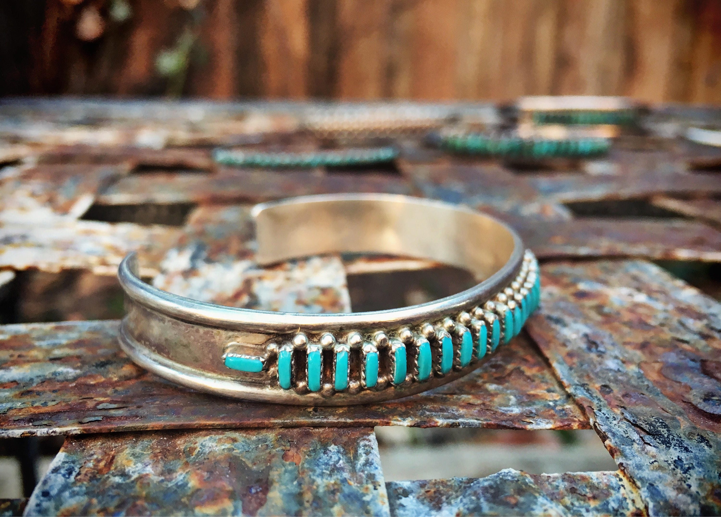 Signed Zuni Jewelry Turquoise Cuff Bracelet Native American Jewelry