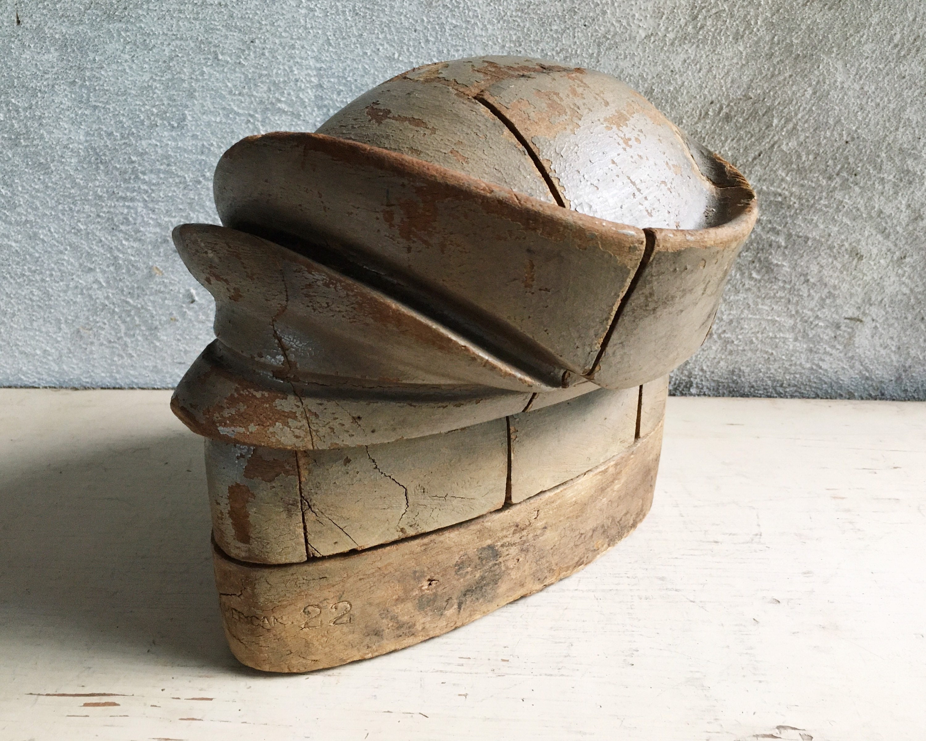 Antique Wooden Hat Form Millinery Puzzle Block, Industrial Steampunk ...