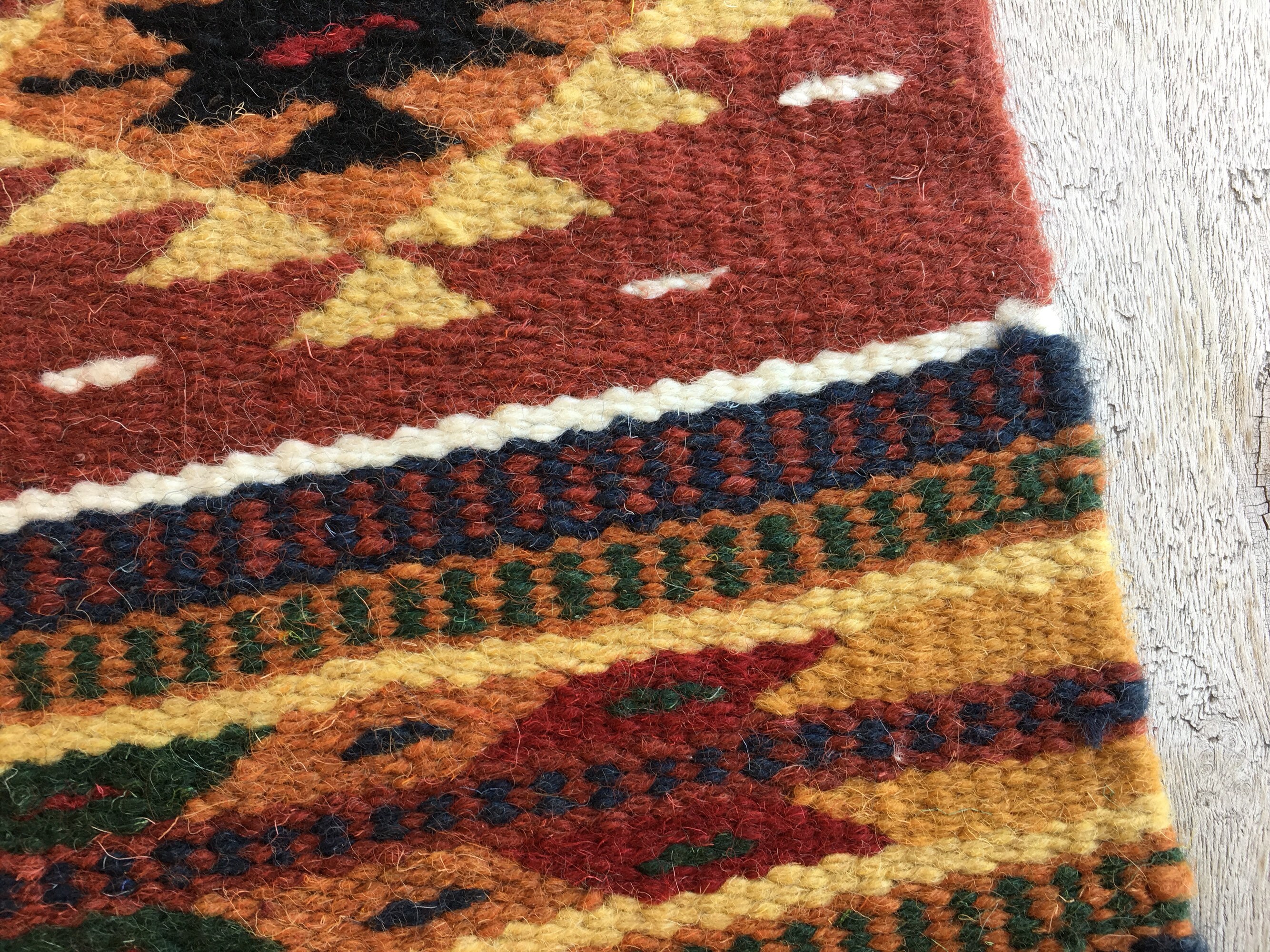 Woven Wool Placemat Wall Hanging Tapestry or Table Runner Rustic Red