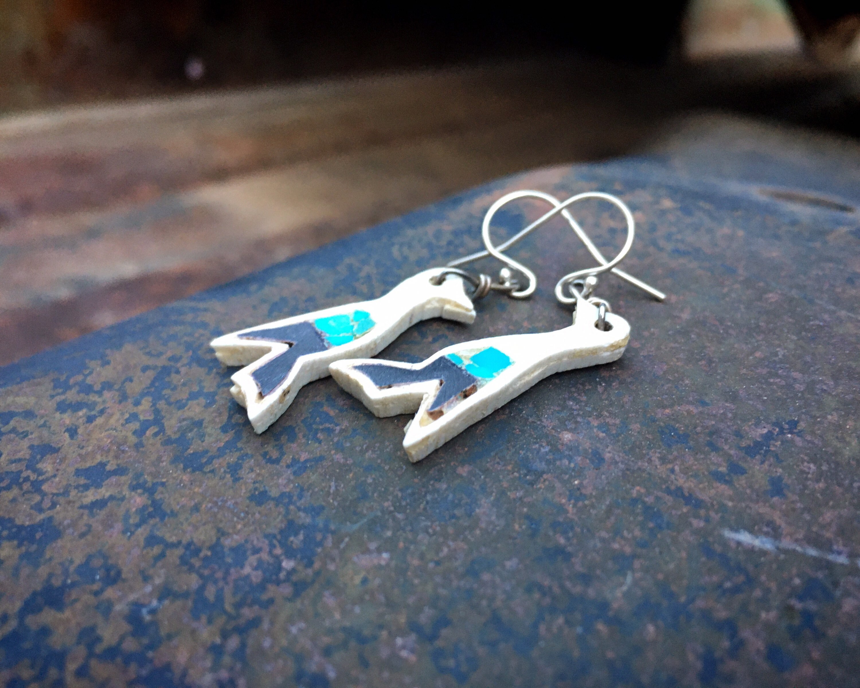 Native American Traditional Vintage Santo Domingo Sterling Silver Kokopelli Earrings Native American Traditional Vintage Santo Domingo Sterling Silver Kokopelli Earrings