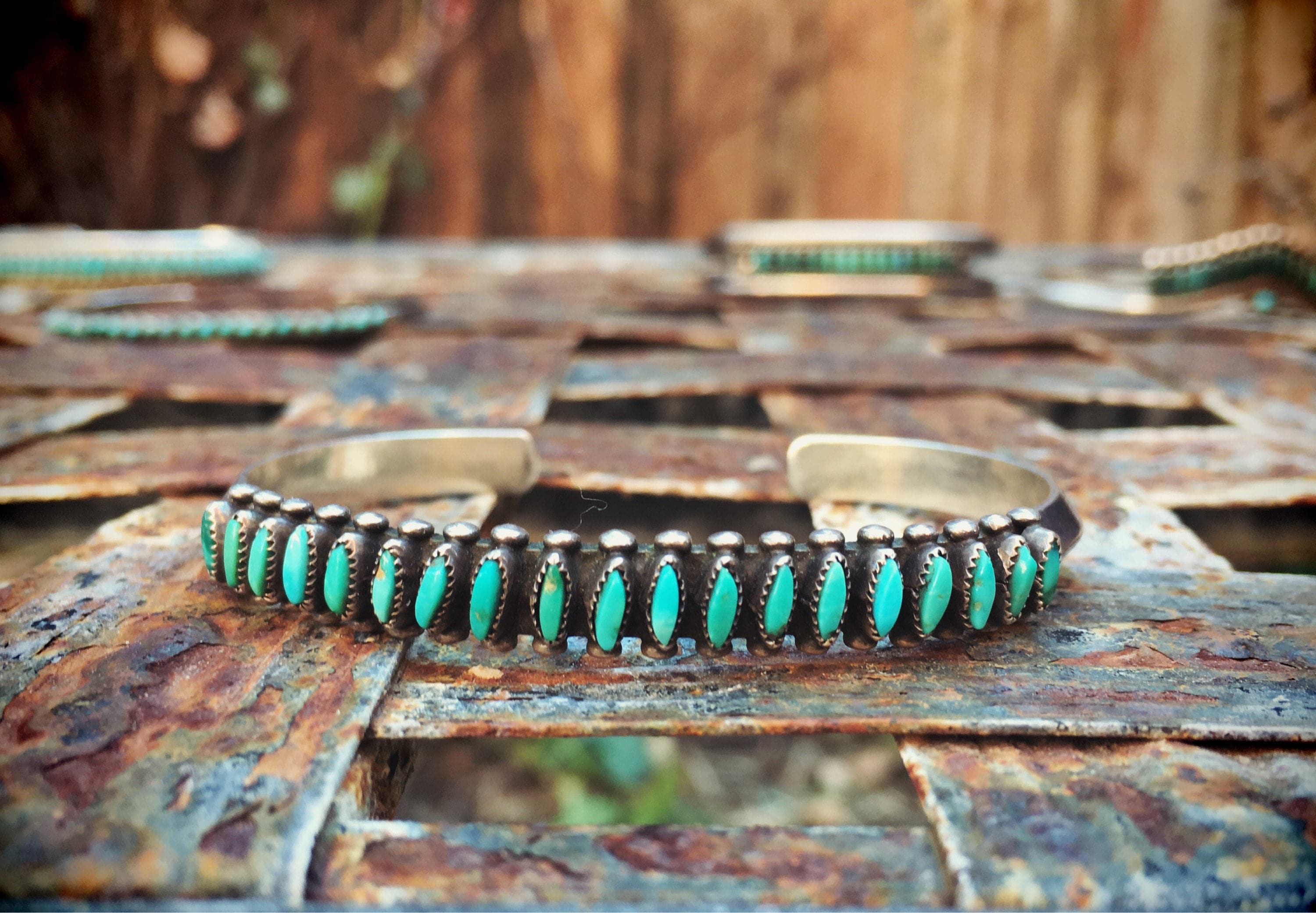 Vintage Silver Vintage Native American sterling silver and turquoise  bracelet Vintage Native TQ brac30 - Susan Eisen Fine Jewelry & Watches