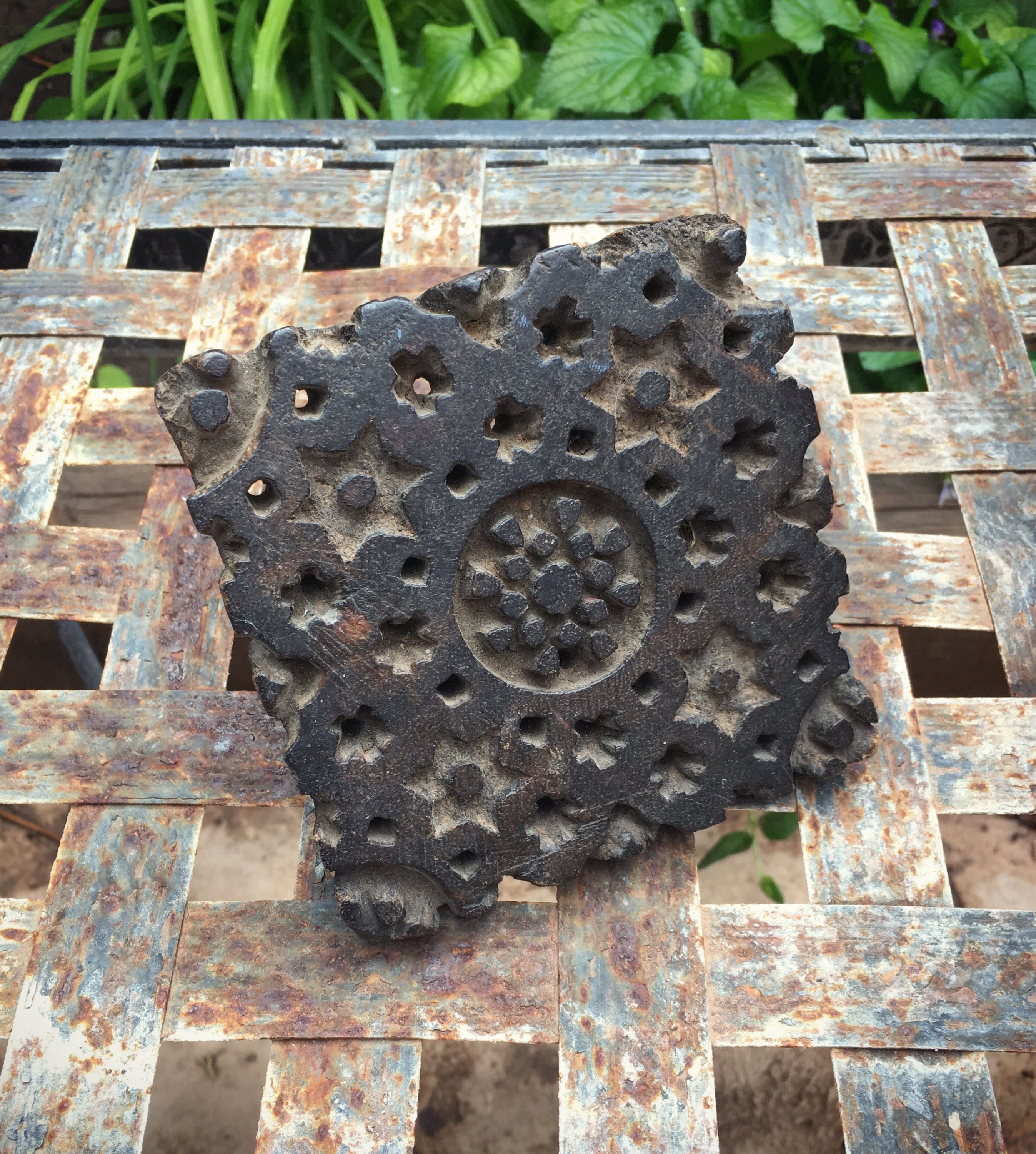 Antique wood block batik stamp, wooden stamps, boho decor, primitive decor, bohemian vintage