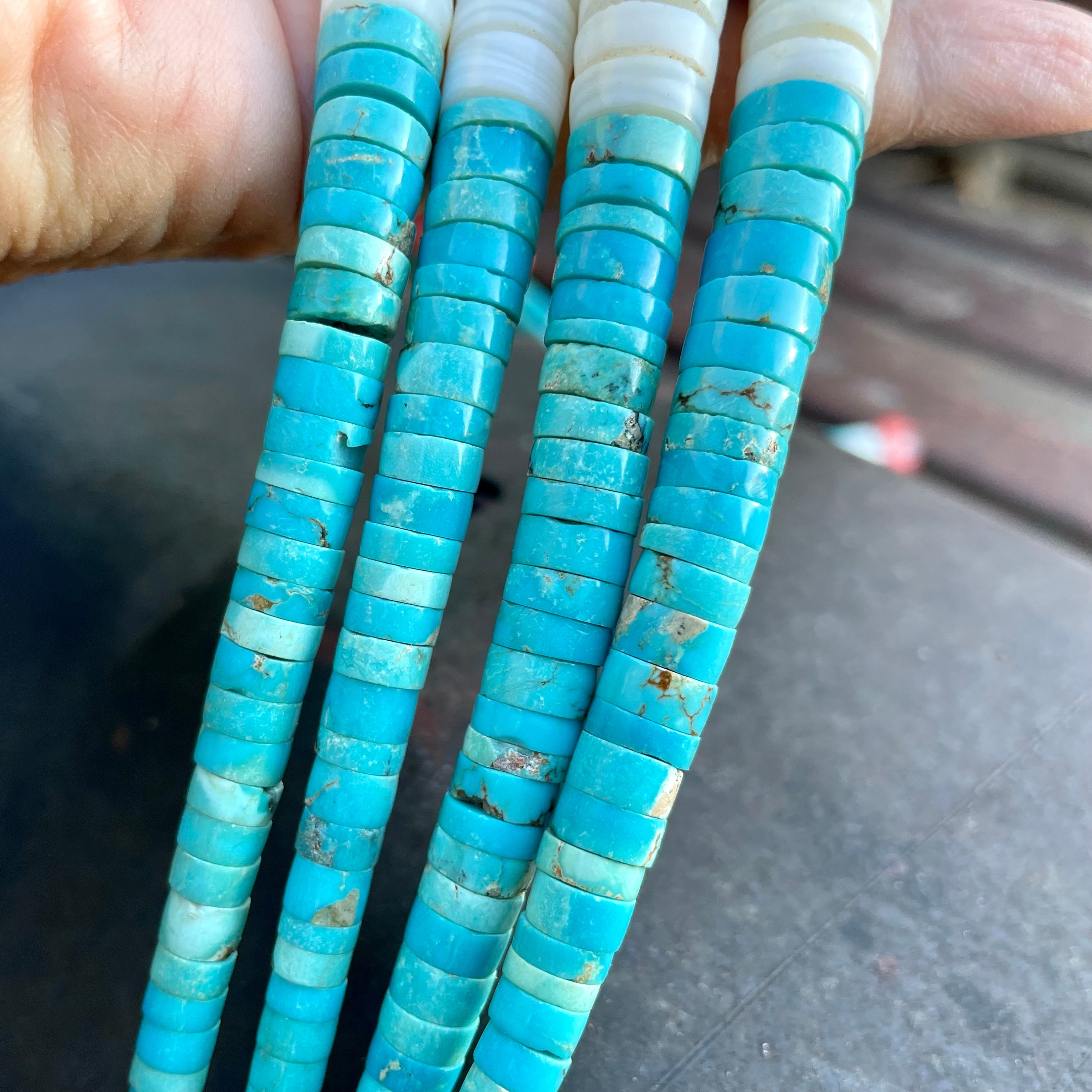 224g Santo Domingo Turquoise and Spiny Oyster Heishi Double Strand