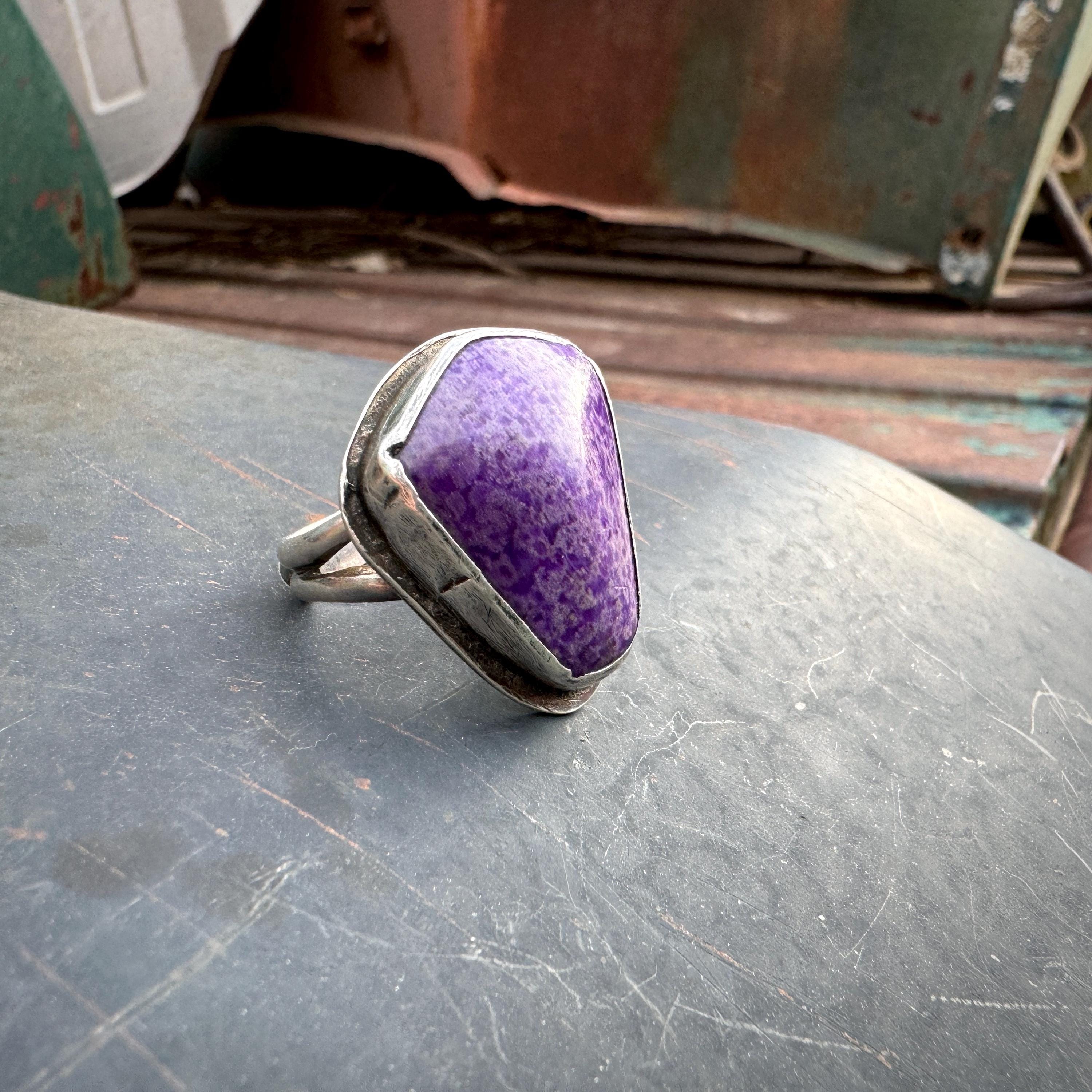 Domed Purple Sugilite Vintage Native American Navajo Sterling Silver Bracelet Domed Purple Sugilite Vintage Native American Navajo Sterling Silver Bracelet