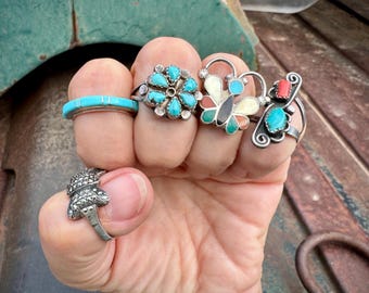 CHOOSE ONE: Dainty Vintage Ring Sterling Silver, Southwestern Boho Jewelry, Gift for Her