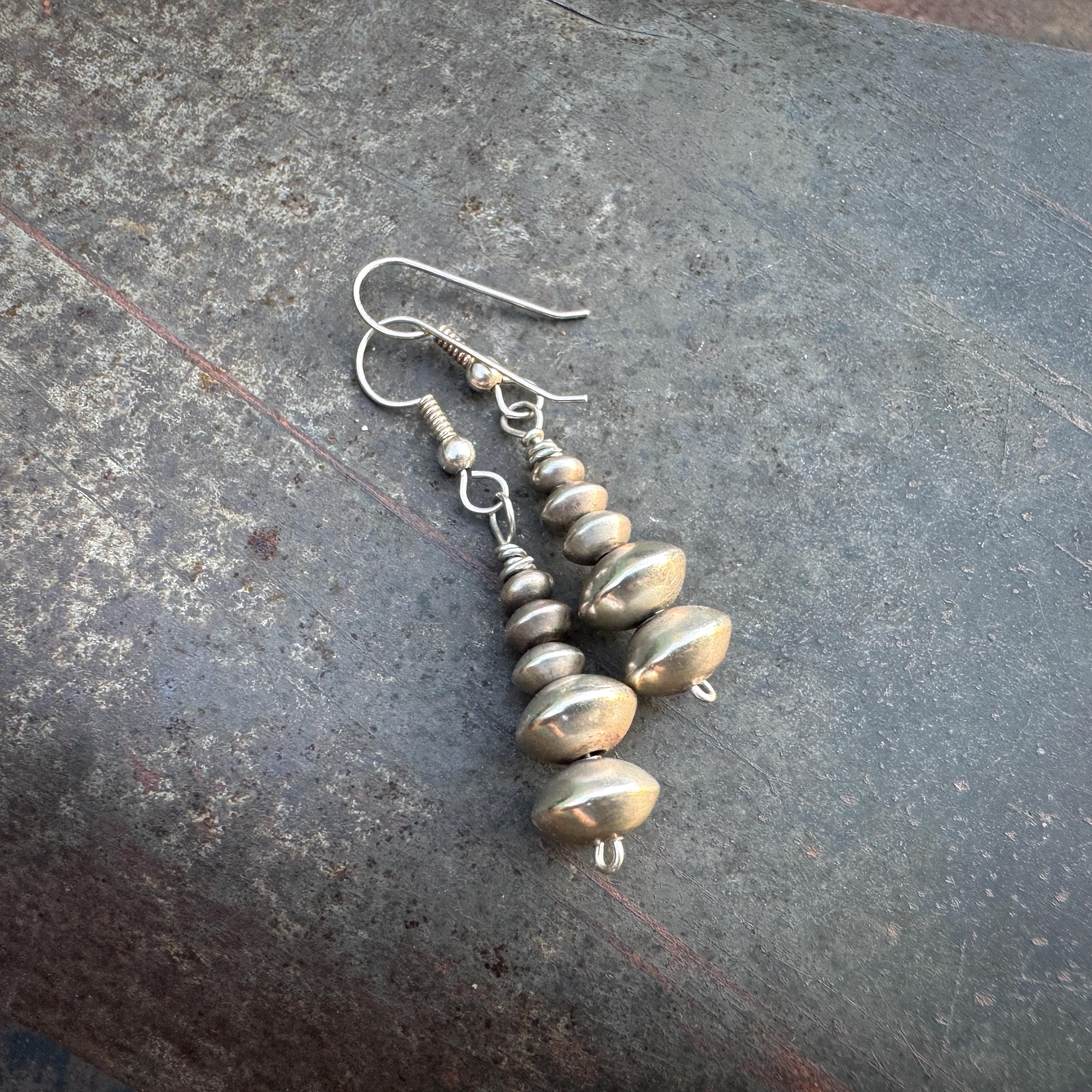 Silver bead earrings deals