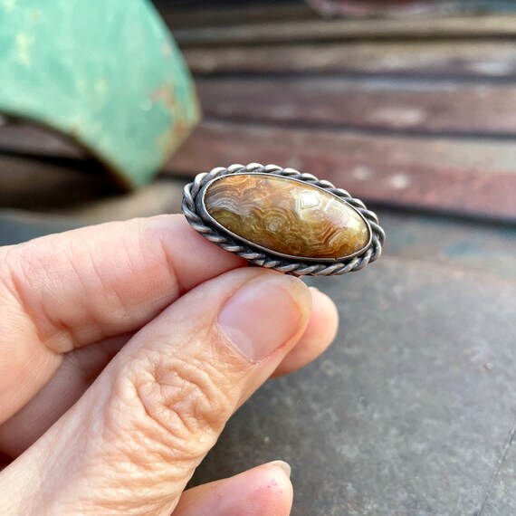 Vintage Navajo Agate Petrified Wood Ring Approx S… - image 3