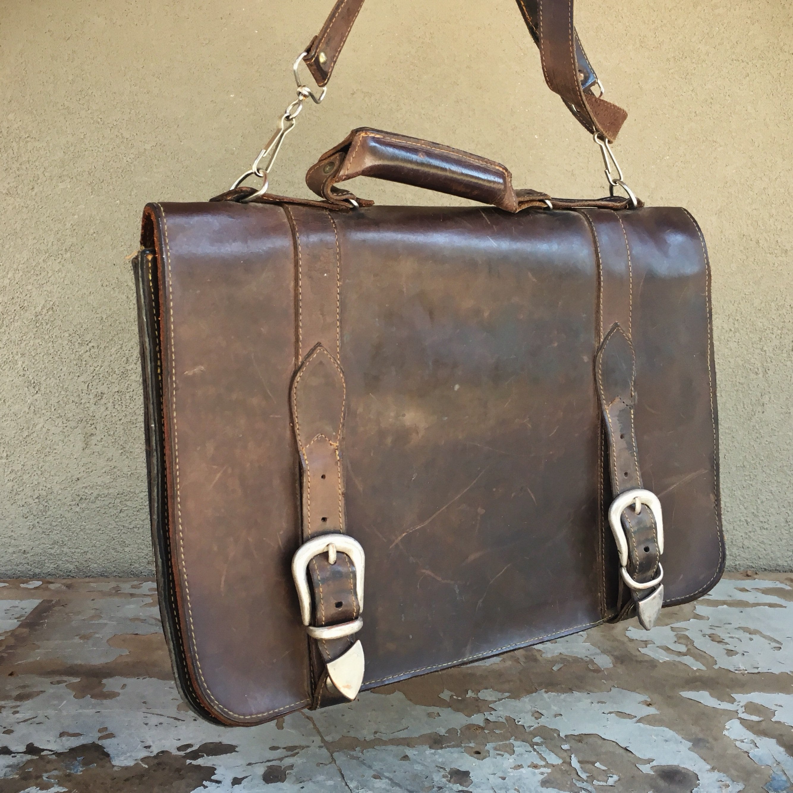 Vintage Brown Leather Messenger Bag for Men Shoulder Bag Distressed ...