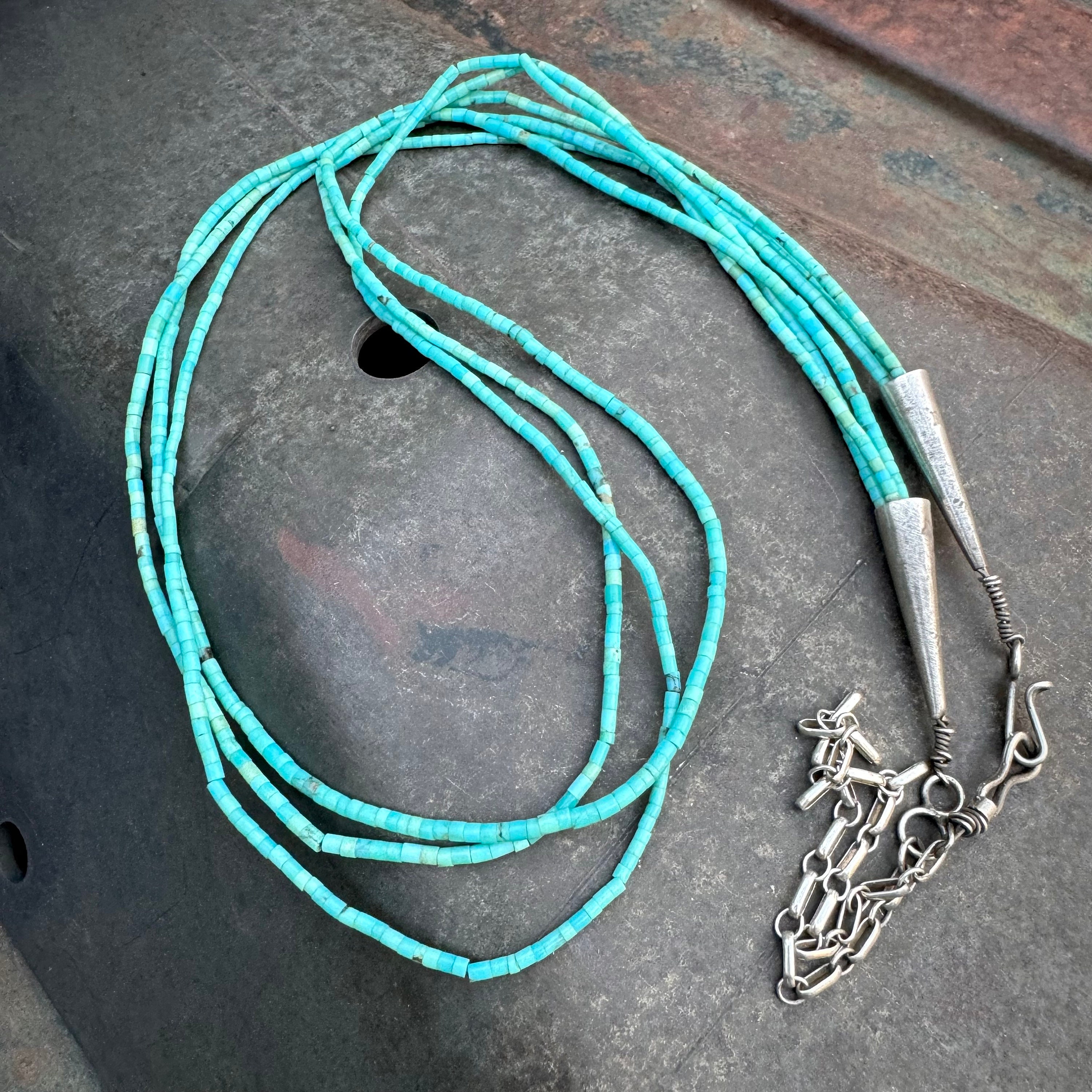 Breathtaking Vintage Santo Domingo/ Navajo 10-tier Native American Jewelry Silver Turquoise Necklace Breathtaking Vintage Santo Domingo/ Navajo 10-tier Native American Jewelry Silver Turquoise Necklace