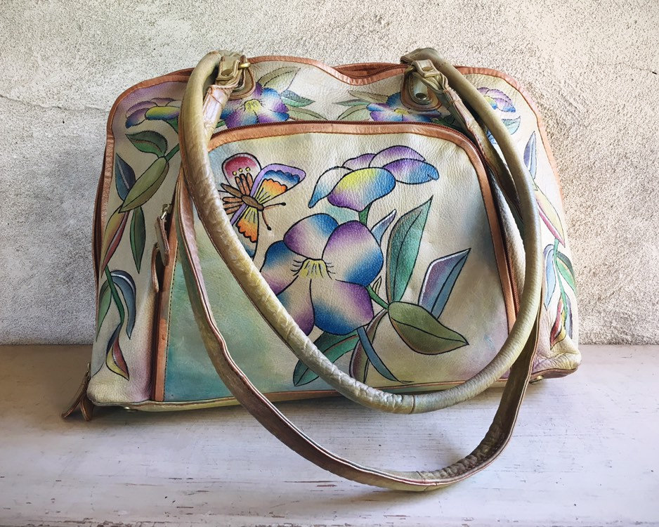 Amazon.com: Anna by Anuschka Women's Hand Painted Genuine Leather Coin Purse  - Butterfly Glass Painting : Clothing, Shoes & Jewelry