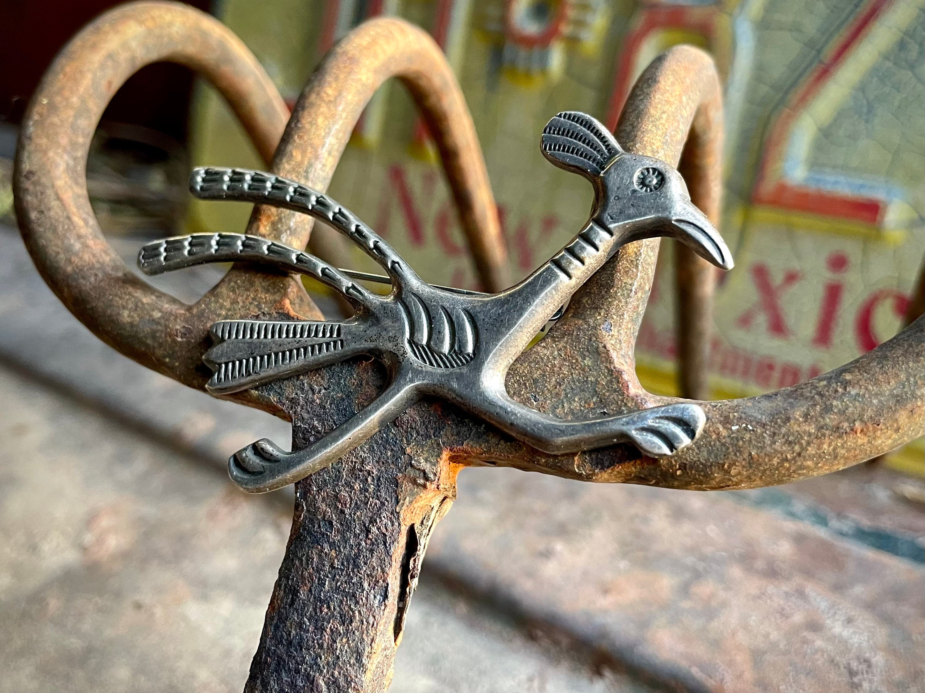 Vintage Fred Harvey Era Silver Roadrunner Brooch Pin Vintage Fred Harvey Era Silver Roadrunner Brooch Pin