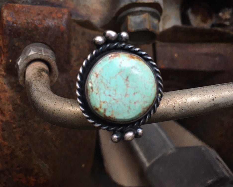 Signed Navajo Dry Creek Vintage Turquoise Ring for Women Size 7.25