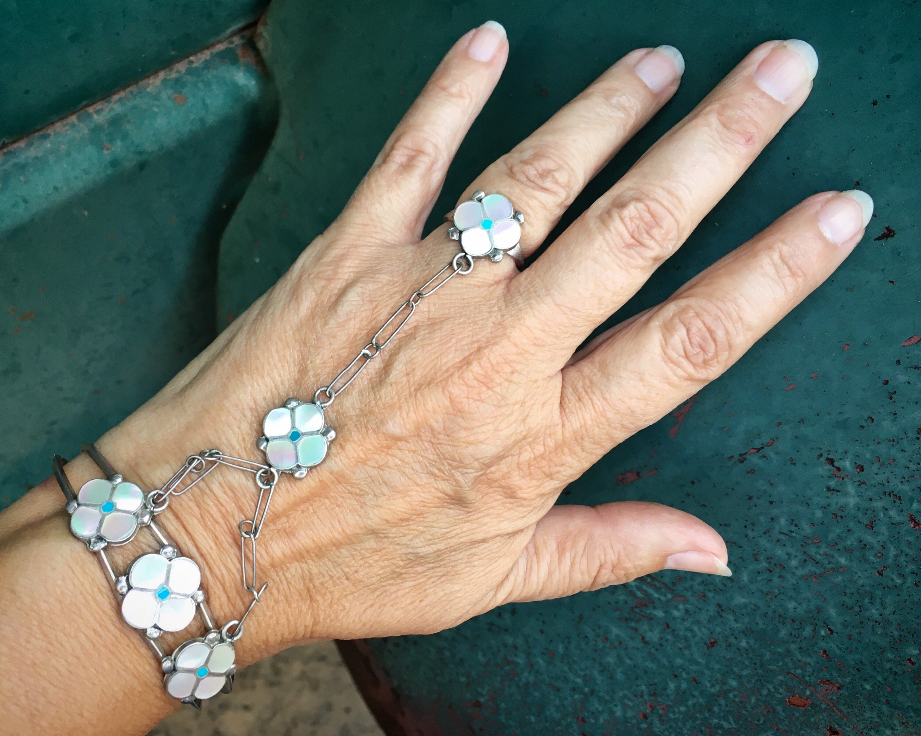 Angela Lee Sterling Silver Slave Bracelet Turquoise Navajo Native American  | eBay