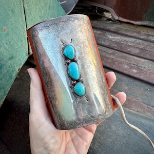 Native American Rare Veteran Marine Corp Vintage Navajo Sterling Silver Turquoise Ketoh Bracelet Native American Rare Veteran Marine Corp Vintage Navajo Sterling Silver Turquoise Ketoh Bracelet