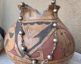 Vintage Mexican Sterling Silver Link Chain Necklace Approx 27"