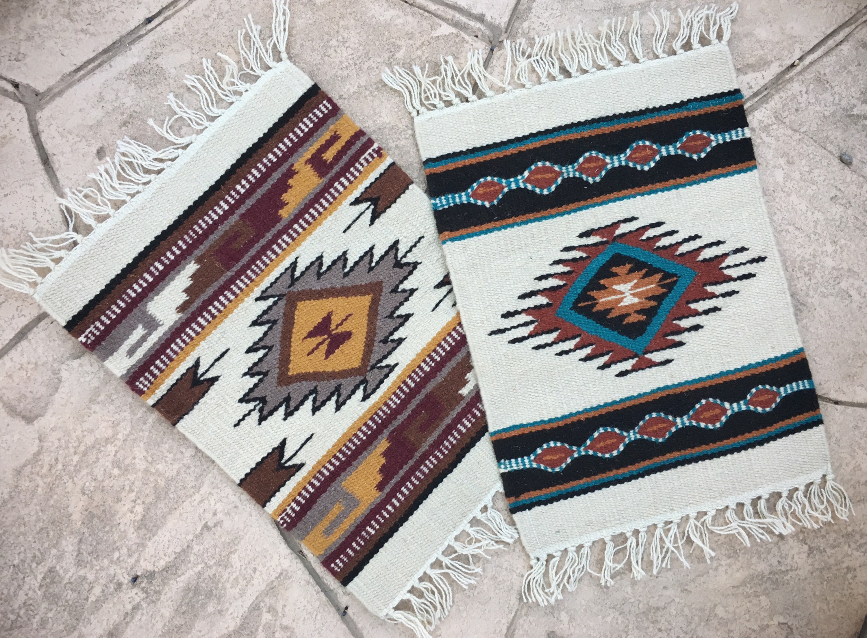 Pair of Handwoven Wool Placemats or Tables Mat Southwestern Decor