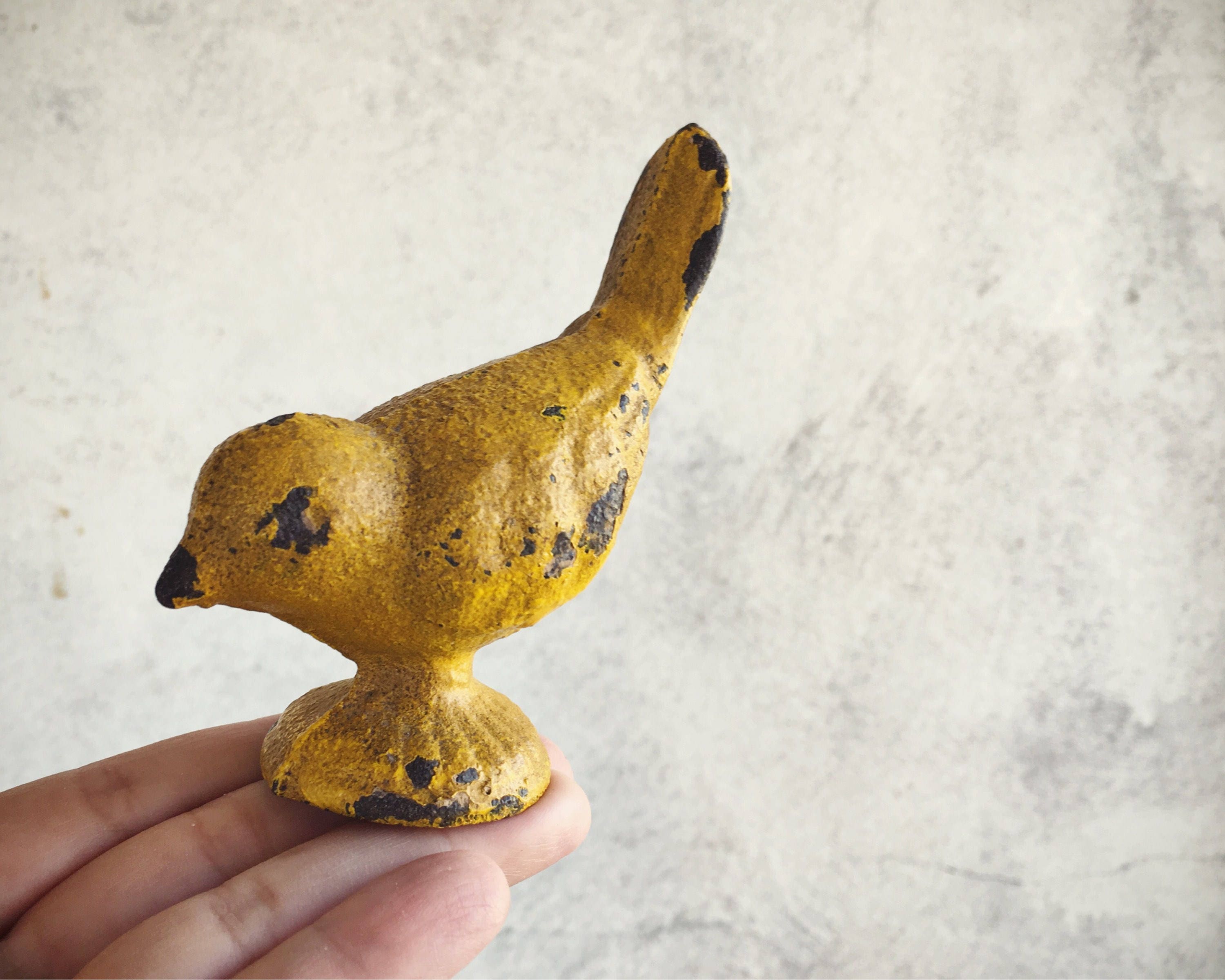 Small Cast Iron Bird Figurine, Bird Paperweight, Architectural Salvage