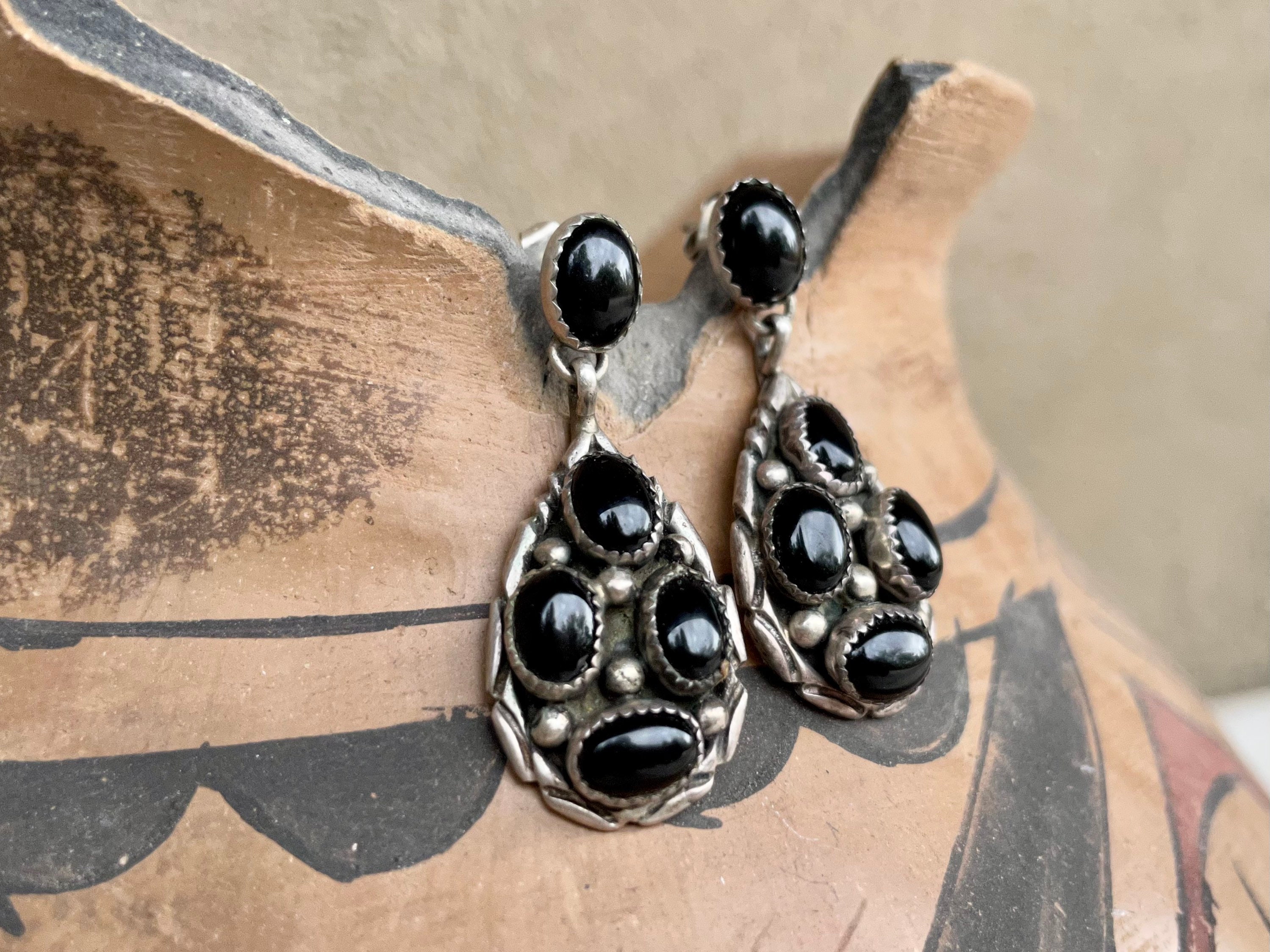 Black post earrings hot sale