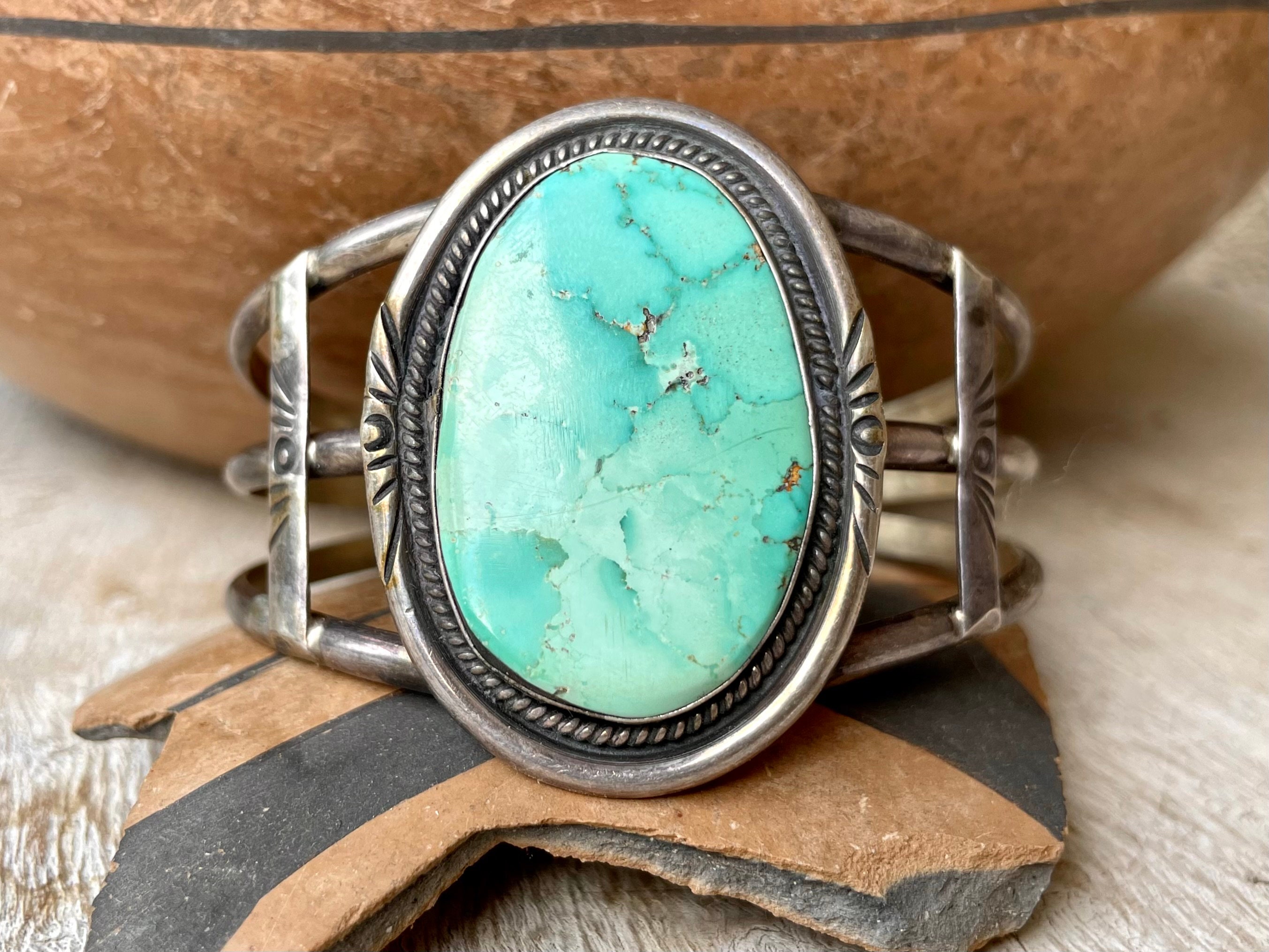 One Of Best Ever Vintage Native American Navajo Swirl Sterling Silver Shank Turquoise Bracelet One Of Best Ever Vintage Native American Navajo Swirl Sterling Silver Shank Turquoise Bracelet