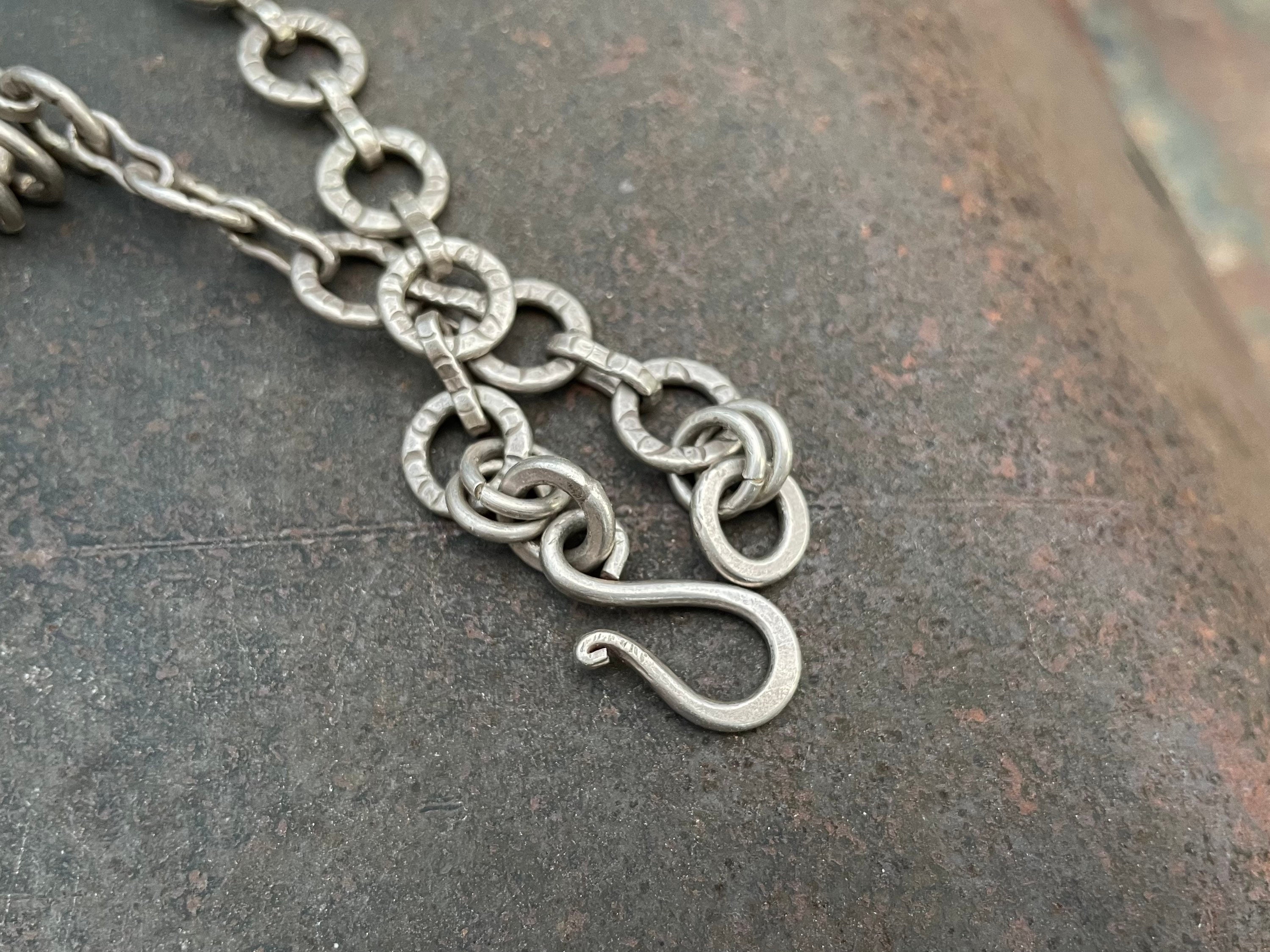 Vintage 118g Sterling Silver Necklace from Hill Tribes, Large Modernist