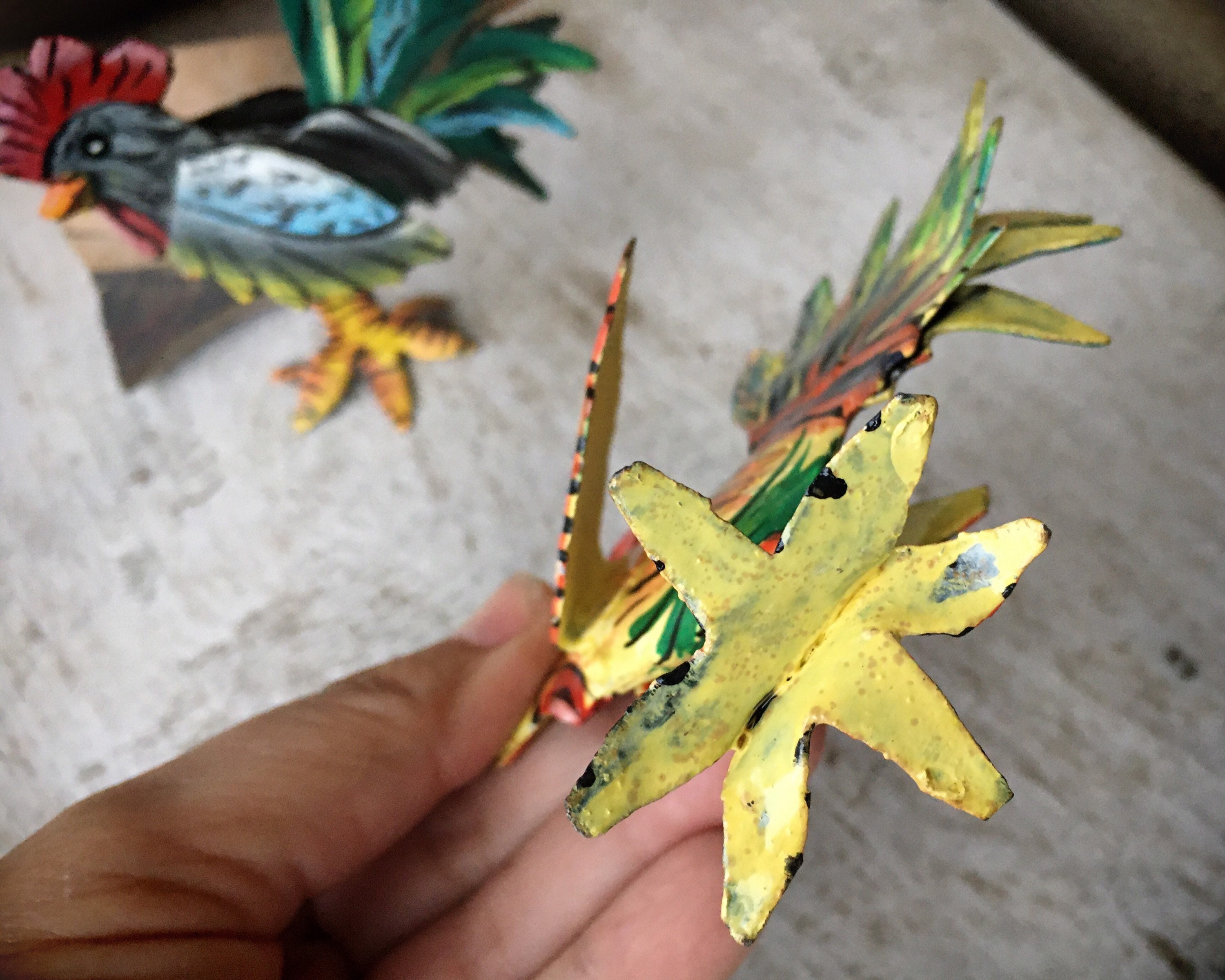 Small Metal Roosters Painted in Bright Colors, Gifts for Friend, Folk