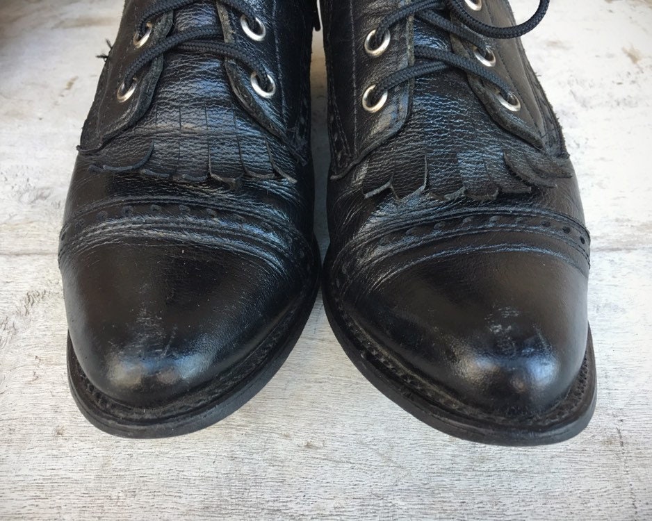 Vintage Capezio Black Leather Packer Boots Women's Size 7.5 (Fits Like ...