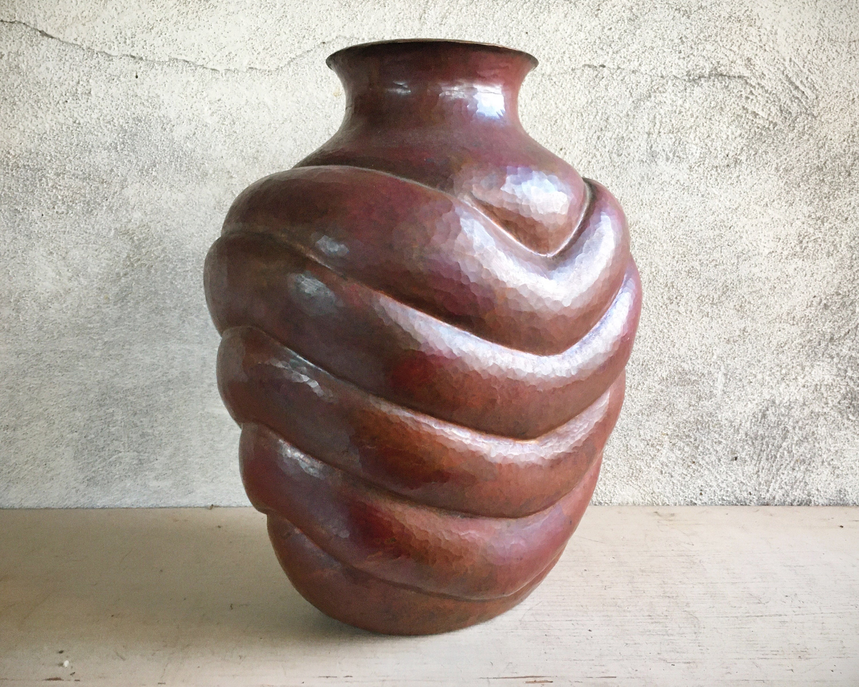 Vintage 12 Tall Hammered Copper Vase From Santa Clara De Cobre