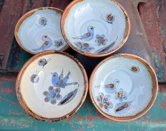 Four Vintage El Palomar Studio Pottery Bowls One Mismatched, Smallish Size
