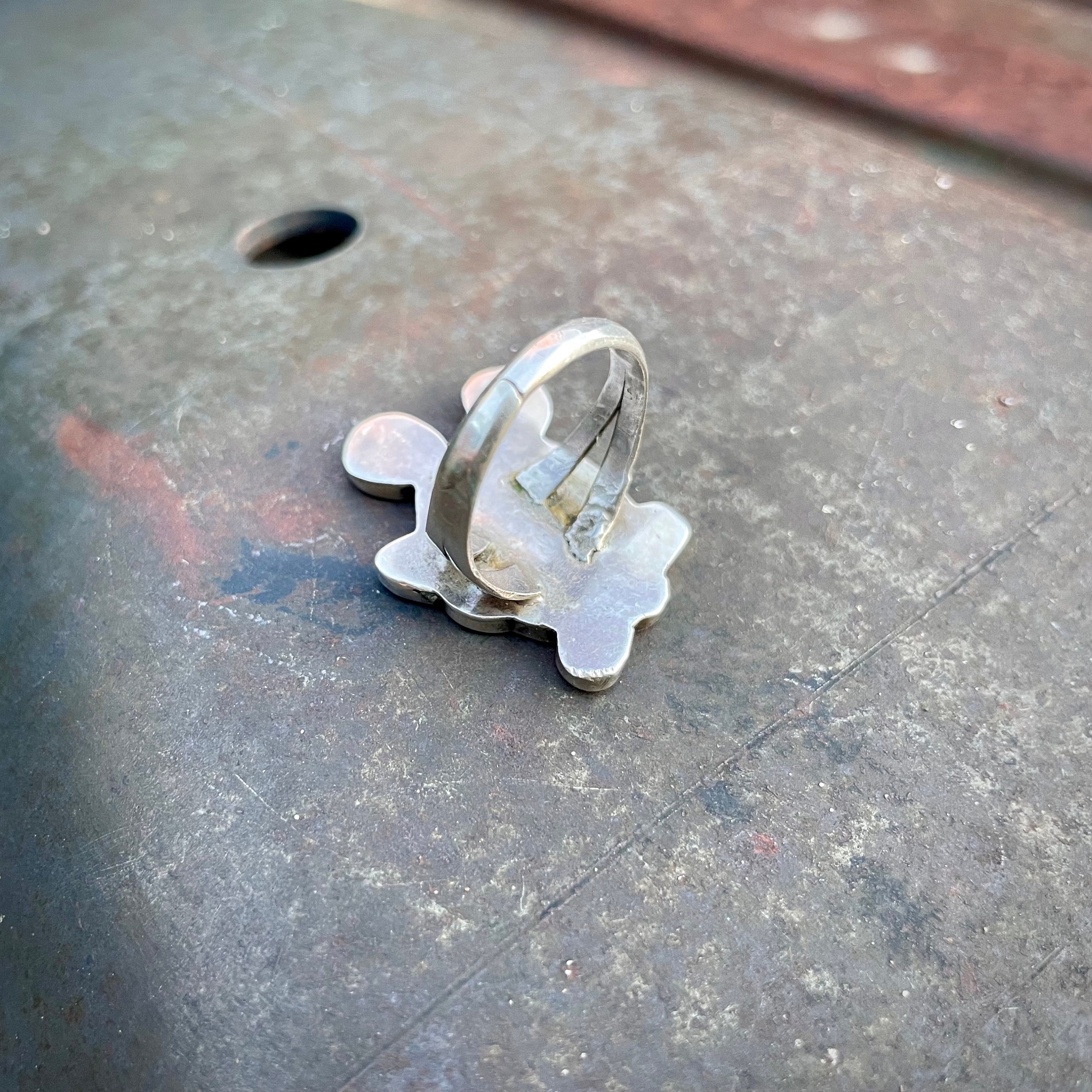 Vintage Cartoon Mouse Ring Size 7.5 Turquoise Inlay w