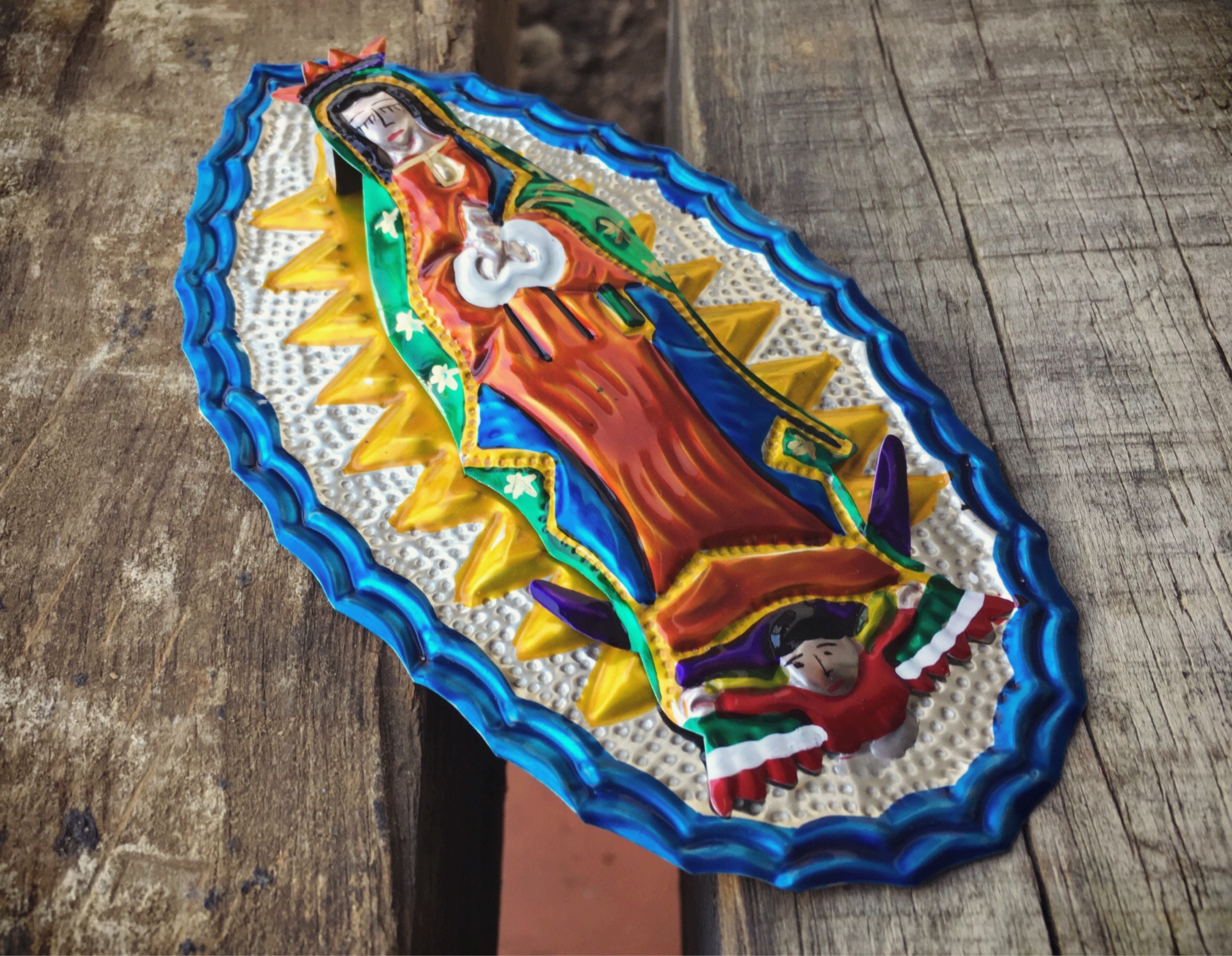 Virgen de Guadalupe Tin Ornament, Mexican Christmas Ornaments, Mexican