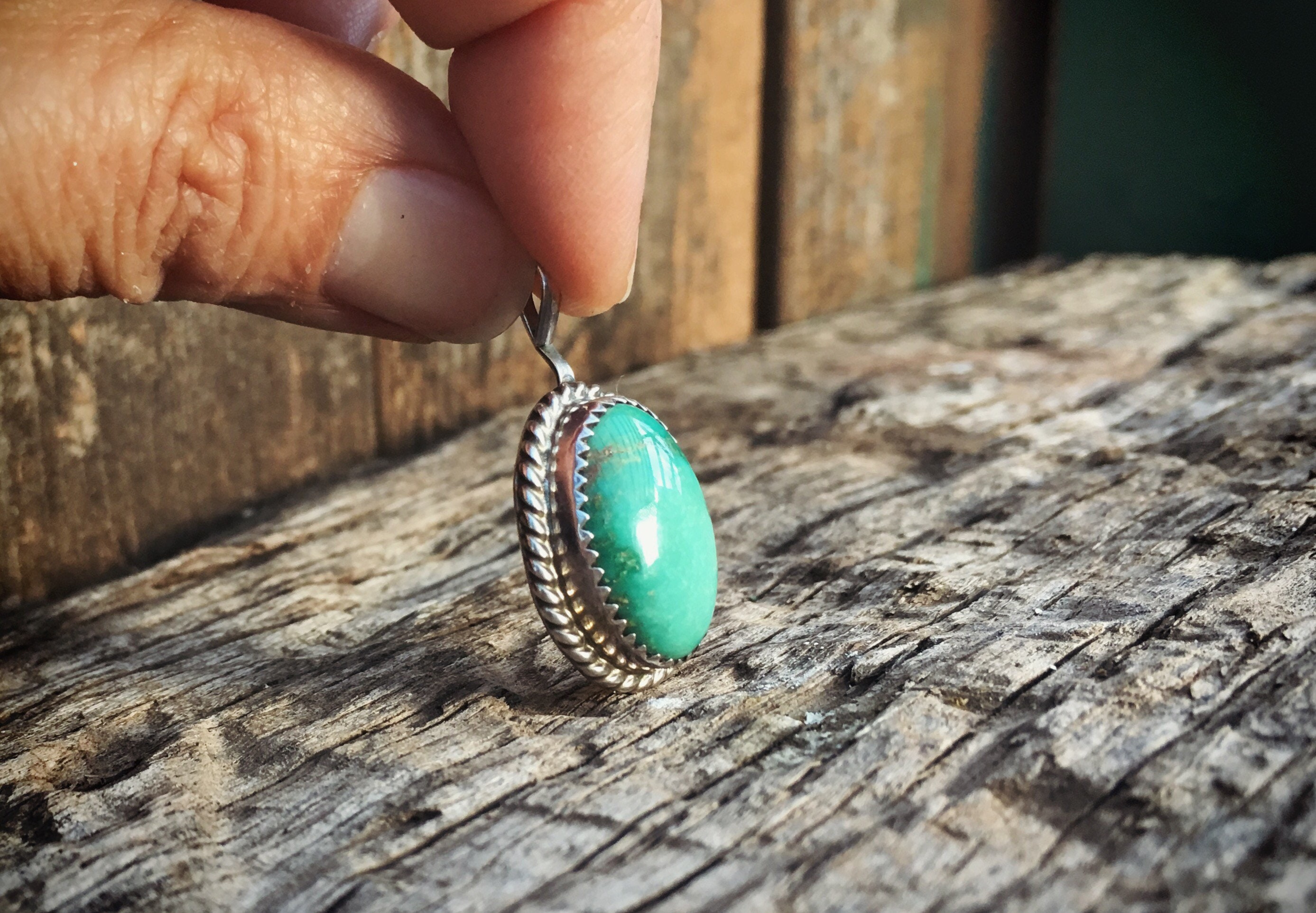 Vintage Turquoise Pendant for Necklace Native American Indian