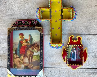 Instant Collection of Small Mexican Shrines, Three Vintage Pieces