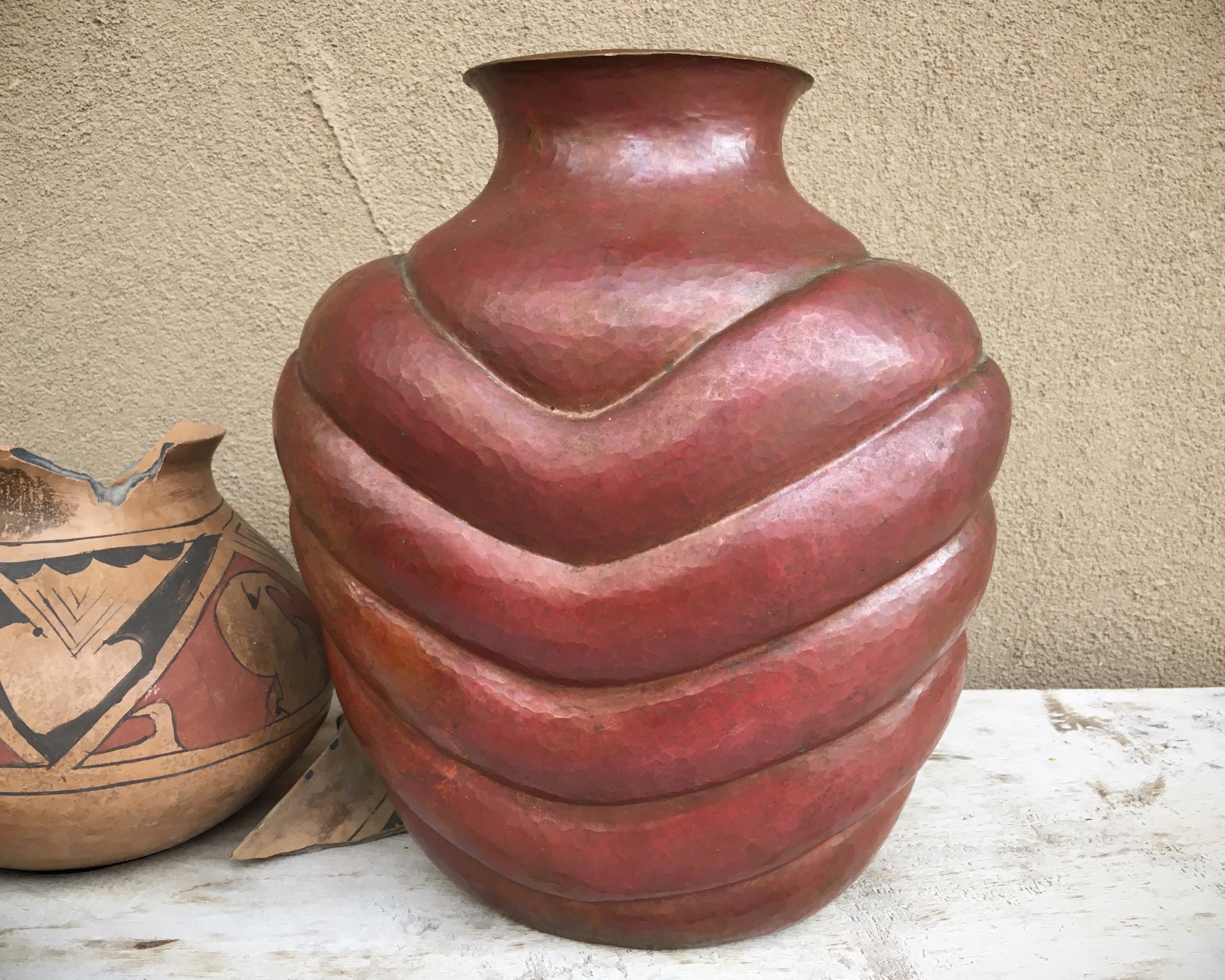Vintage 12 Tall Hammered Copper Vase From Santa Clara De Cobre