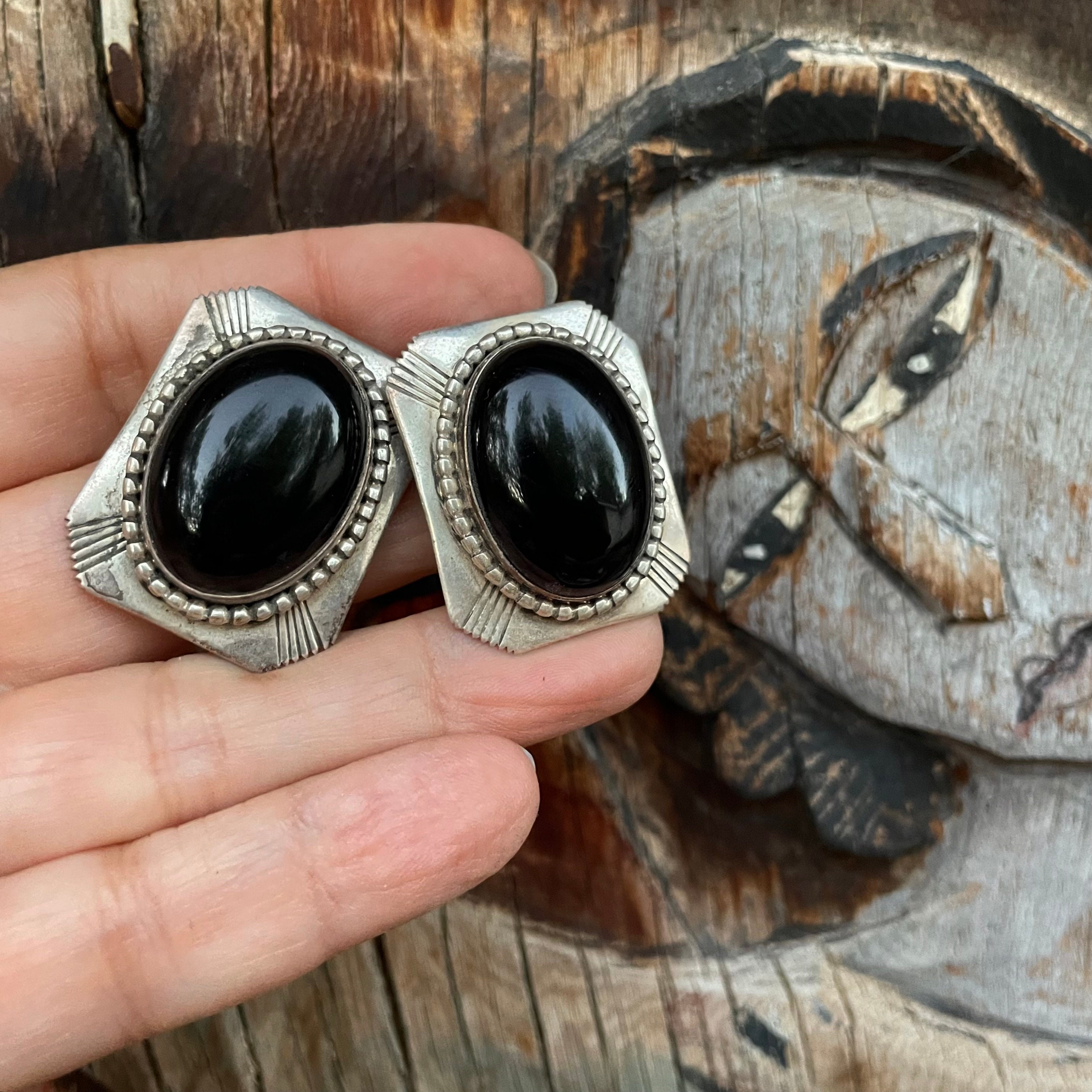 Sterling silver, black onyx and diamond ring