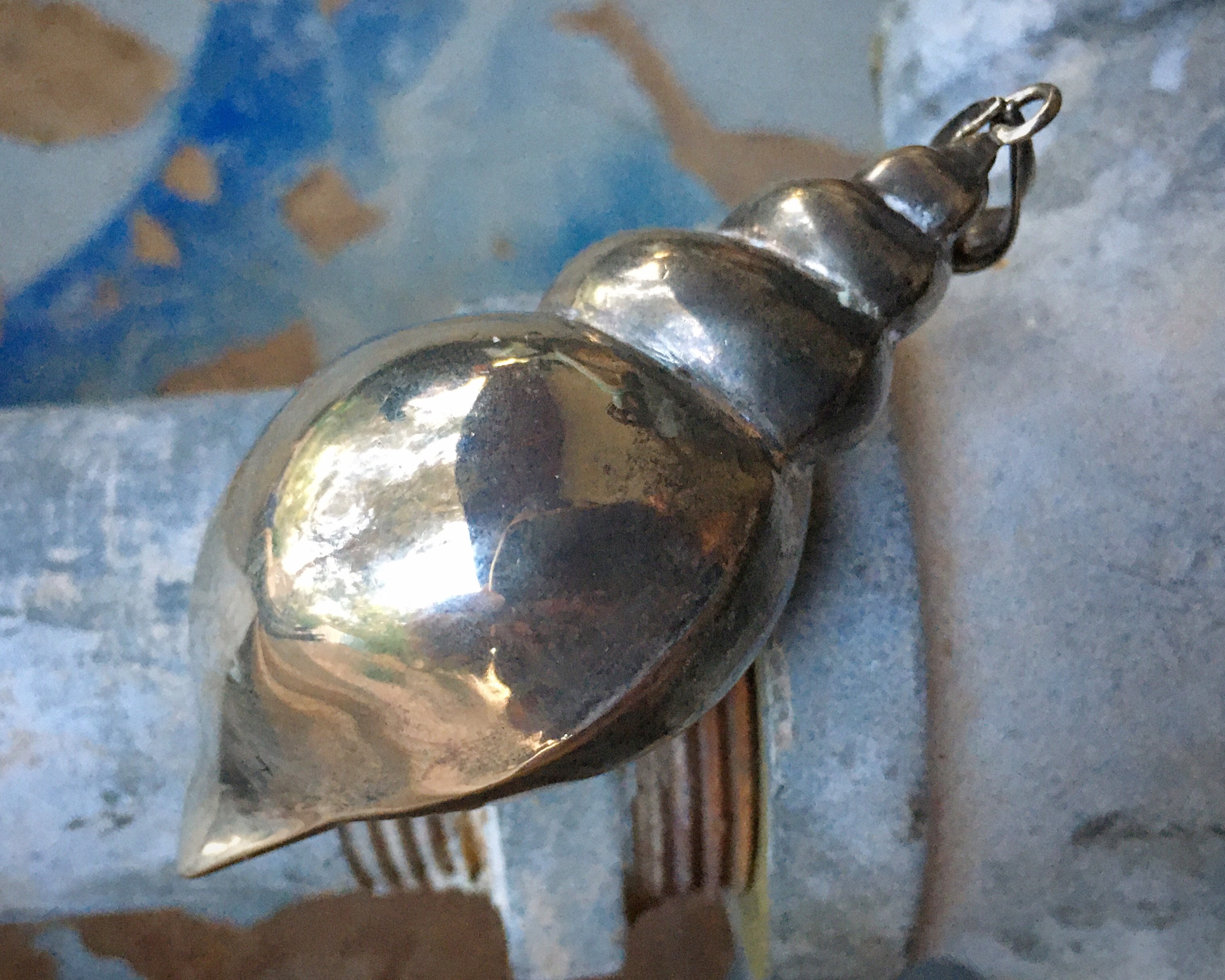 Vintage Sterling Silver Large Seashell Pendant for Necklace, Oversized