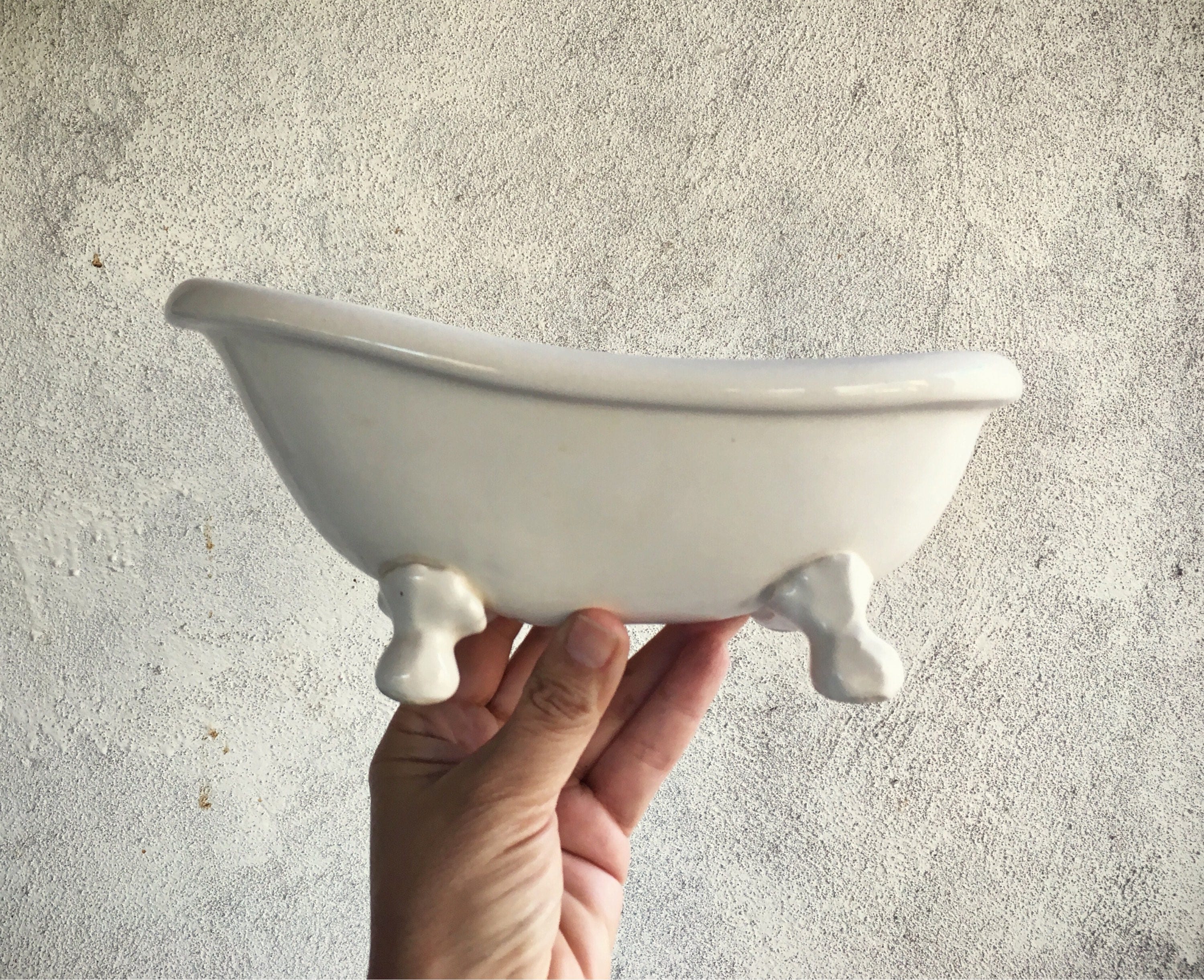 Vintage Miniature Ceramic Bathtub Soap Dish Mini Clawfoot Tub