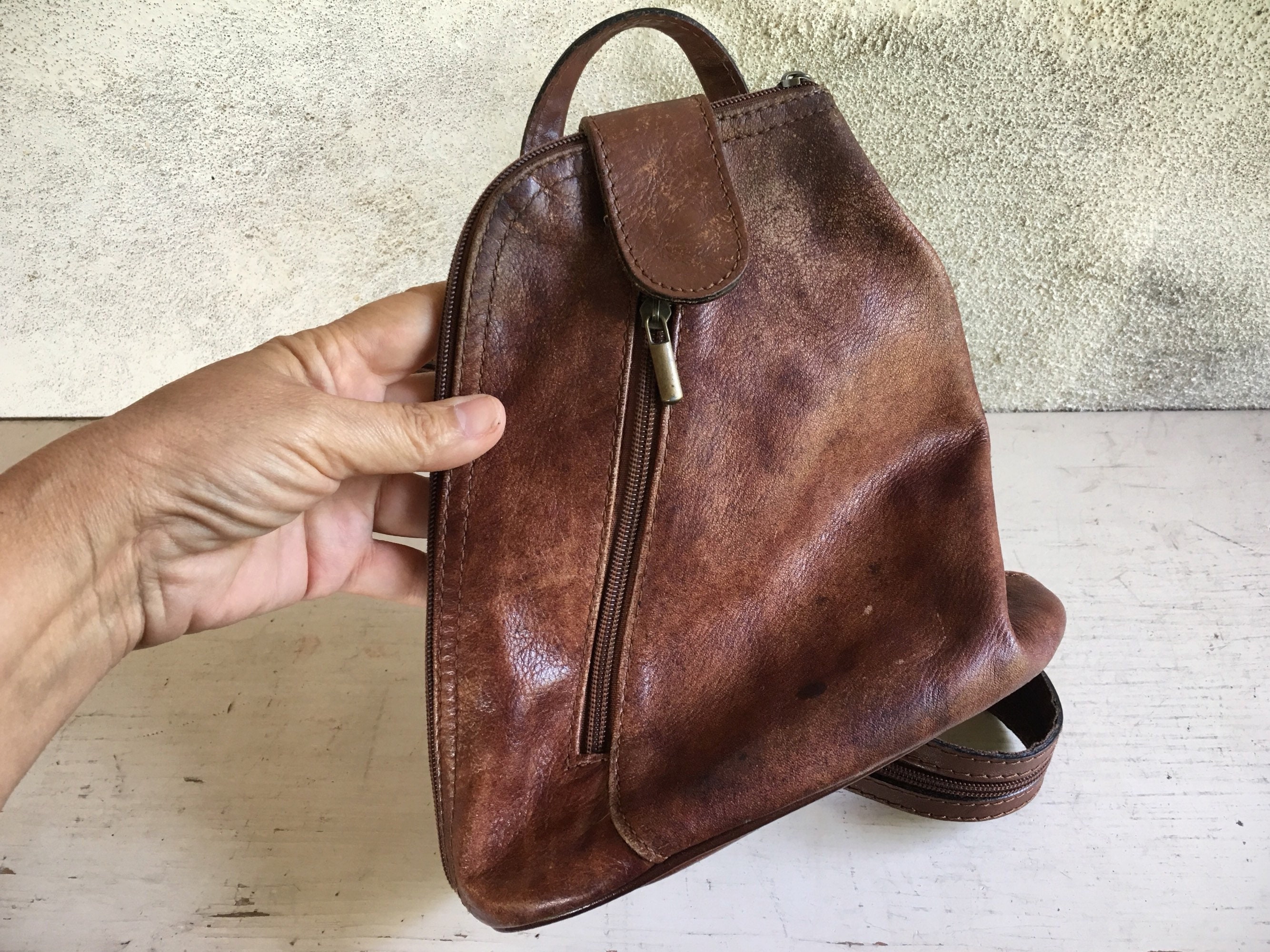 Vintage Small Sling Bag Chestnut Brown Italian Leather Single Strap ...